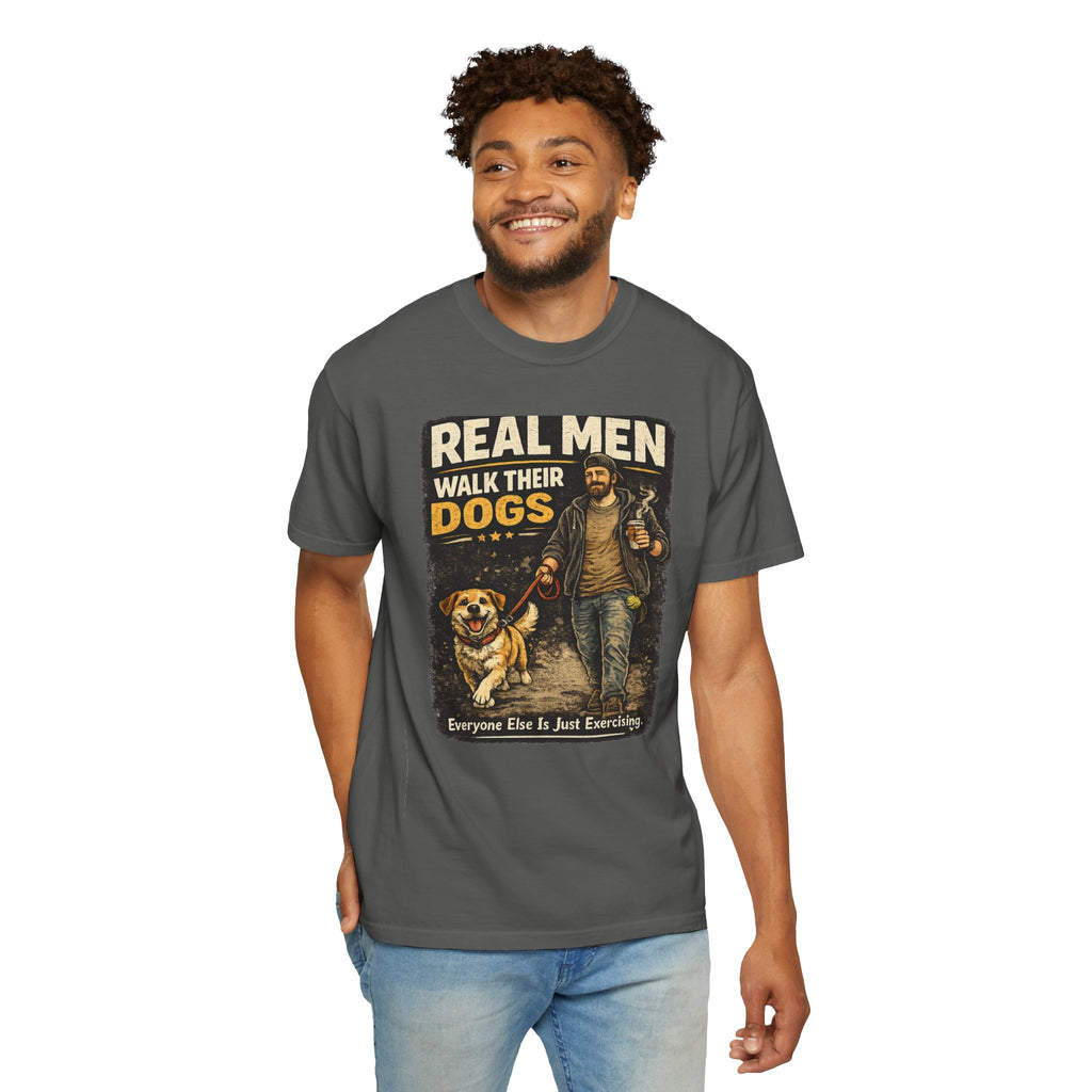 COLD HALO PETS |Real Men Walk Their Dogs Funny Dog Lover Graphic Tee