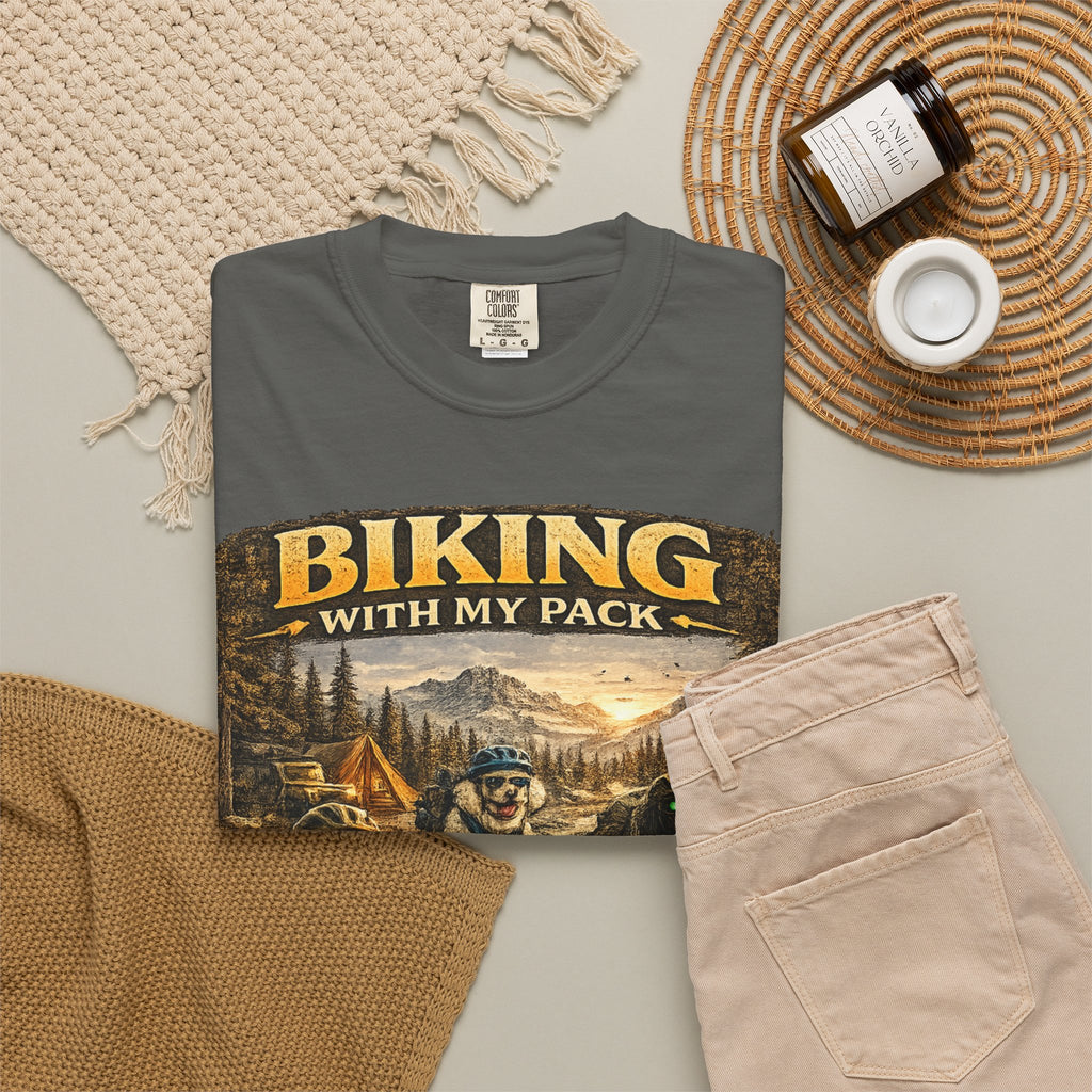 Biking With My Pack T-Shirt | Funny Dog Biking shirt| Adventure Dog Biking shirt| Adventure Dog Lover Tee| Mountain Bike Dog Dad gift