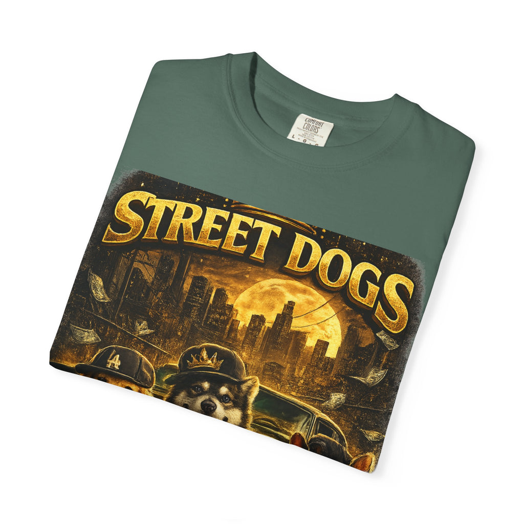 COLD HALO | Street Dogs funny Dog Graphic T-Shirt — Urban Dog  Hip Hop dog Graphic Tee| puppy streetwear shirt| Dog Lover gift.