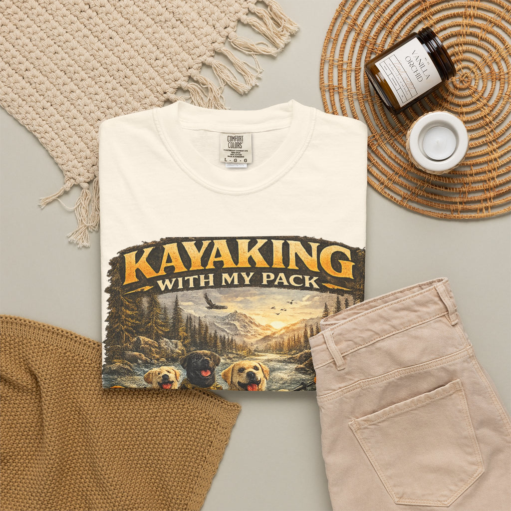 COLD HALO PETS |Kayaking T-Shirt Labrador Retriever Adventure Graphic Tee .