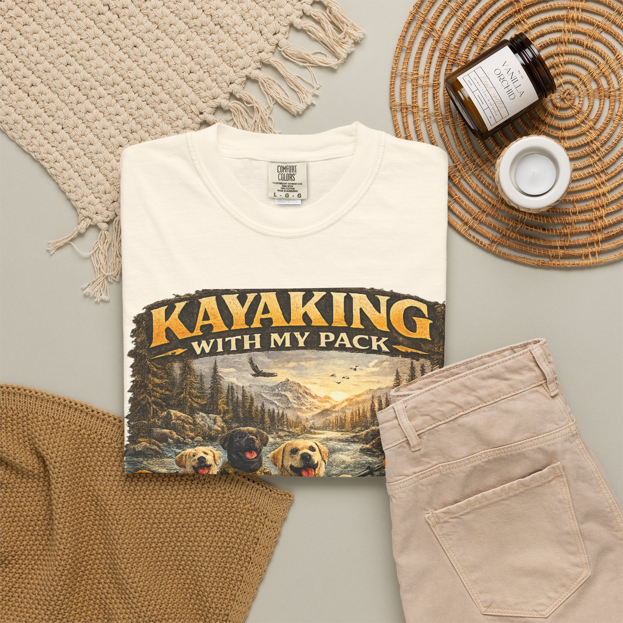 COLD HALO PETS |Kayaking T-Shirt Labrador Retriever Adventure Graphic Tee .