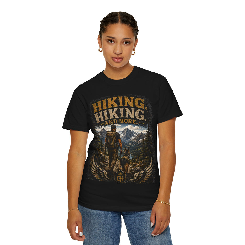 COLD HALO | Hiking With My Dog T-shirt| Adventure Dog Lover Tee| Mountain Hiking Graphic shirt|  Outdoor  Dog Dad Gifte