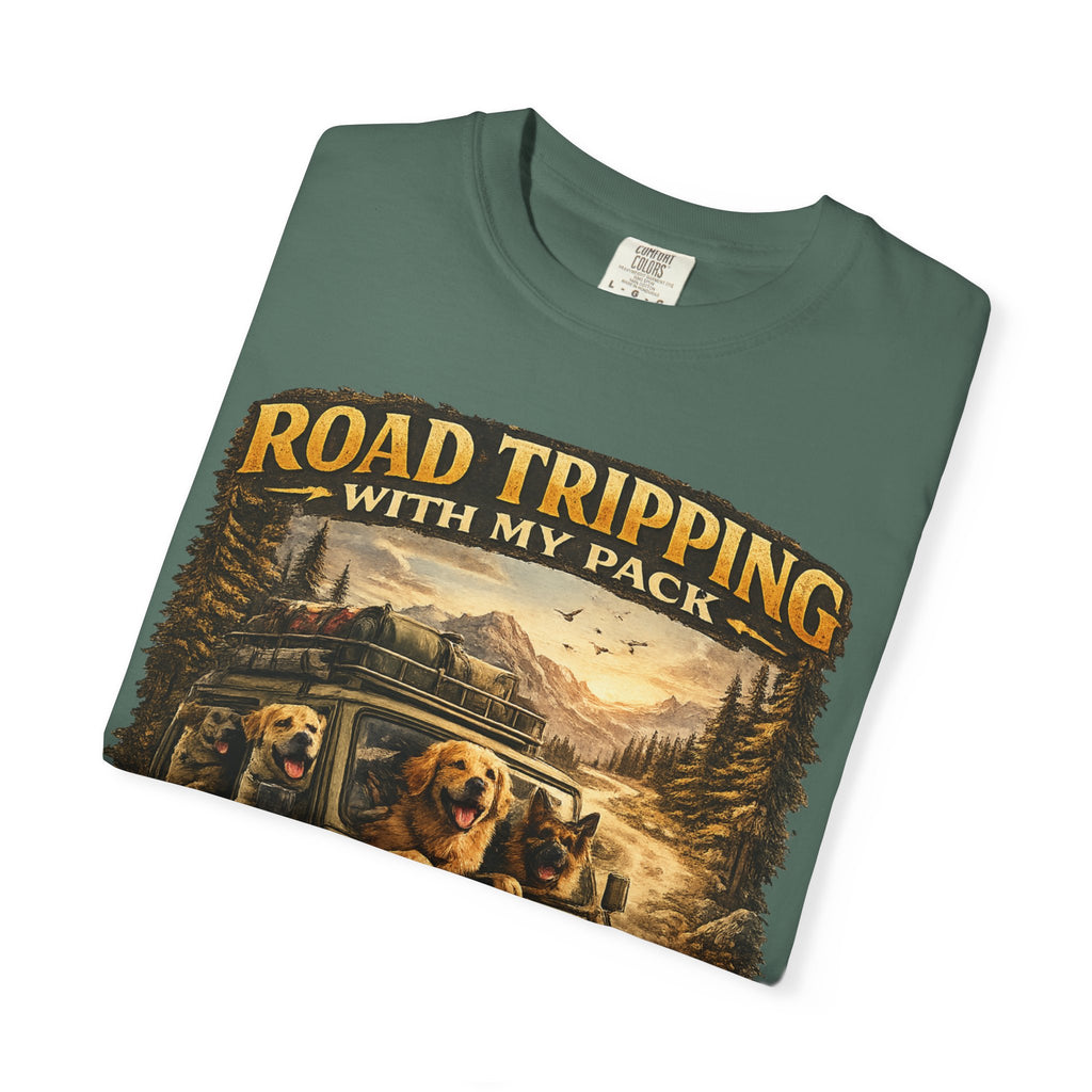 Road Tripping with My Pack T-Shirt| Funny Dog Road Trip -Shirt| Adventure Dog Lover Tee| Camping & Travel Gift Hor Pet Owners