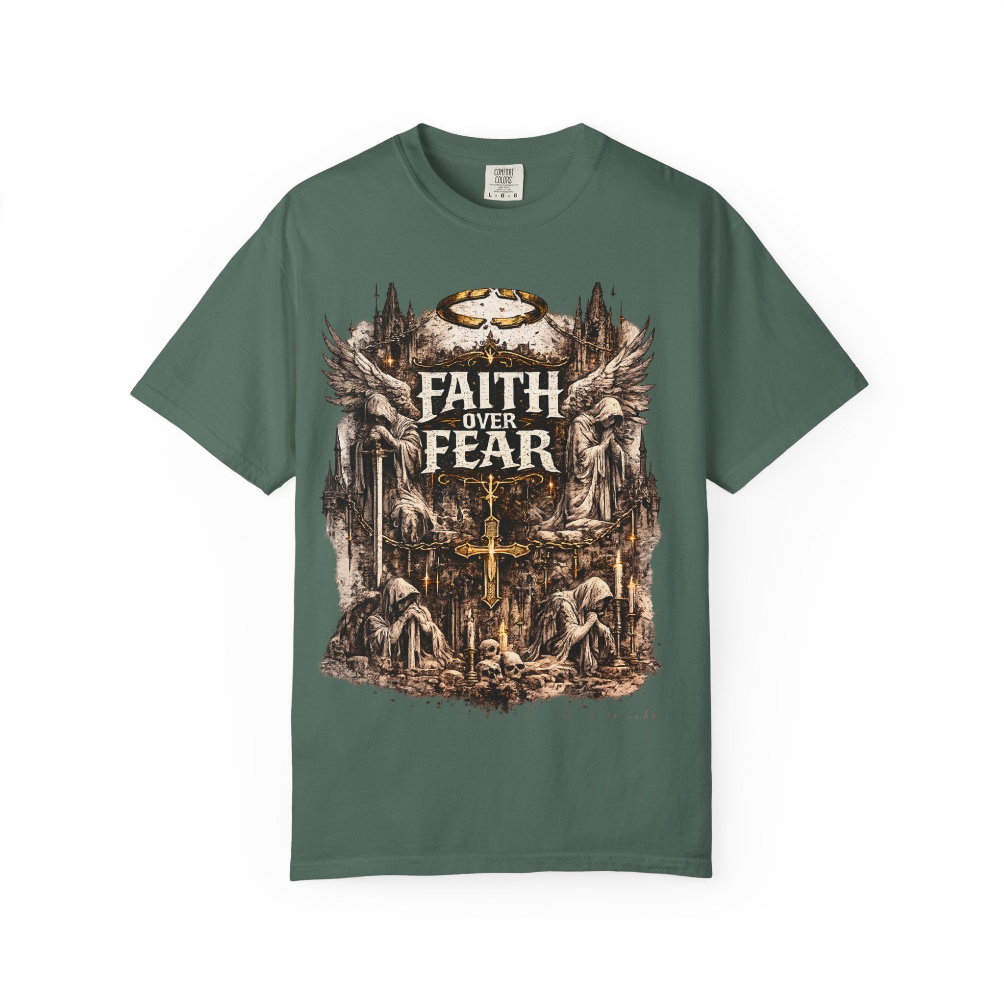 Faith Over Fear Christian Inspirational Cross comfort Graphic Tee