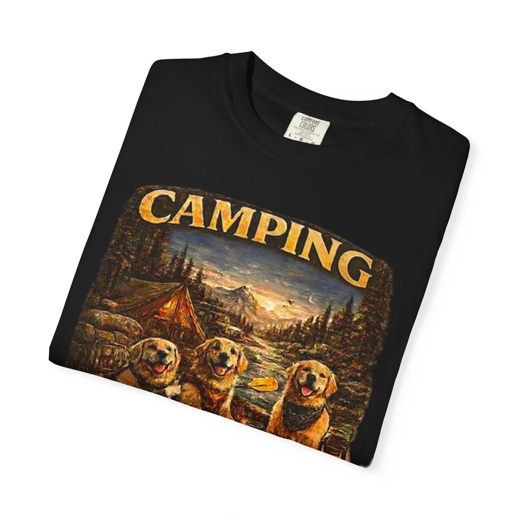 Camping With My Pack T-Shirt| Golden Retriever Camping Dog shirt | Campfires paw prints & Good memories Tee| Dog Lover outdoor