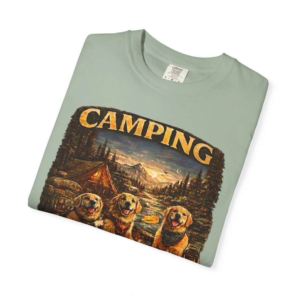 Camping With My Pack T-Shirt| Golden Retriever Camping Dog shirt | Campfires paw prints & Good memories Tee| Dog Lover outdoor