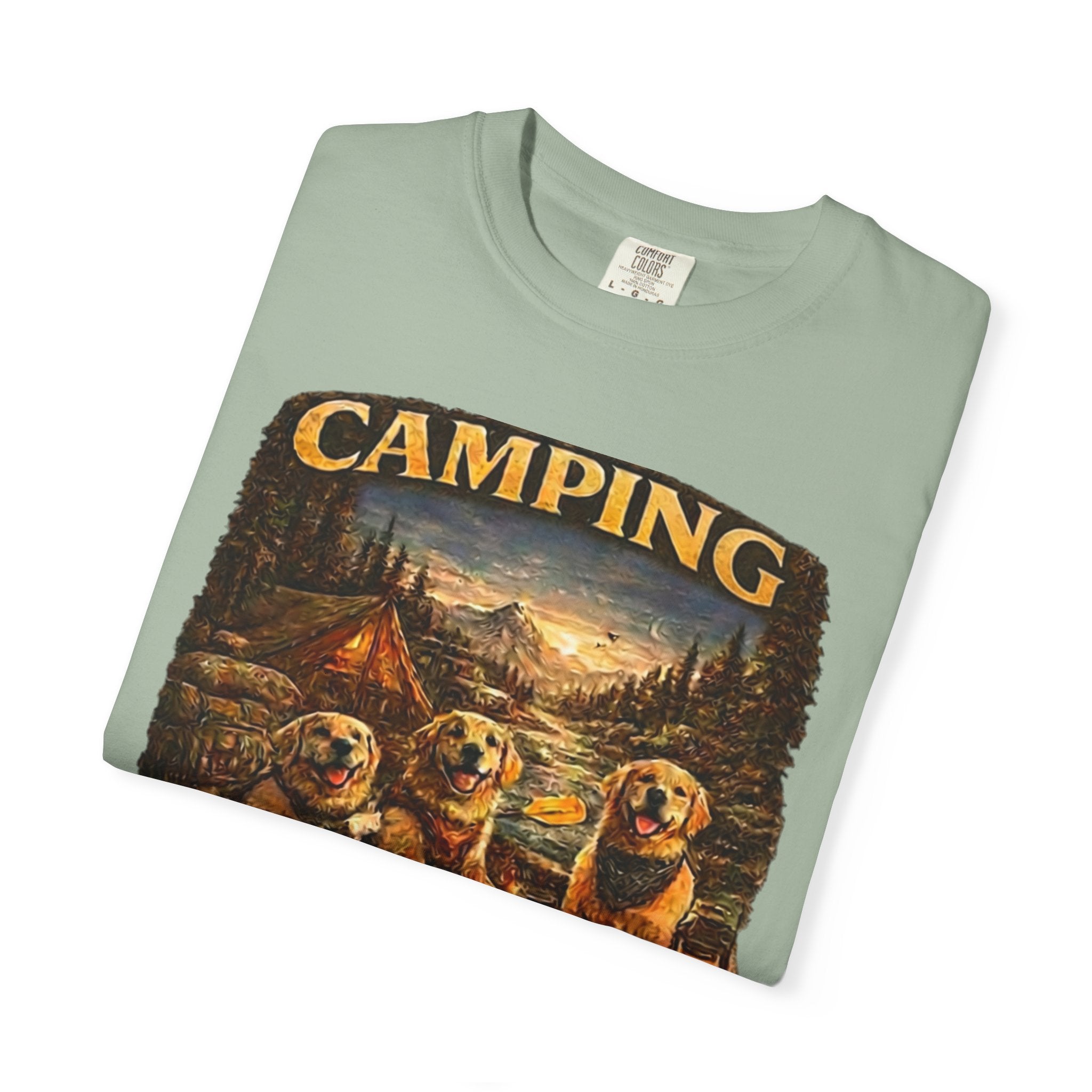 Camping With My Pack T-Shirt| Golden Retriever Camping Dog shirt | Campfires paw prints & Good memories Tee| Dog Lover outdoor
