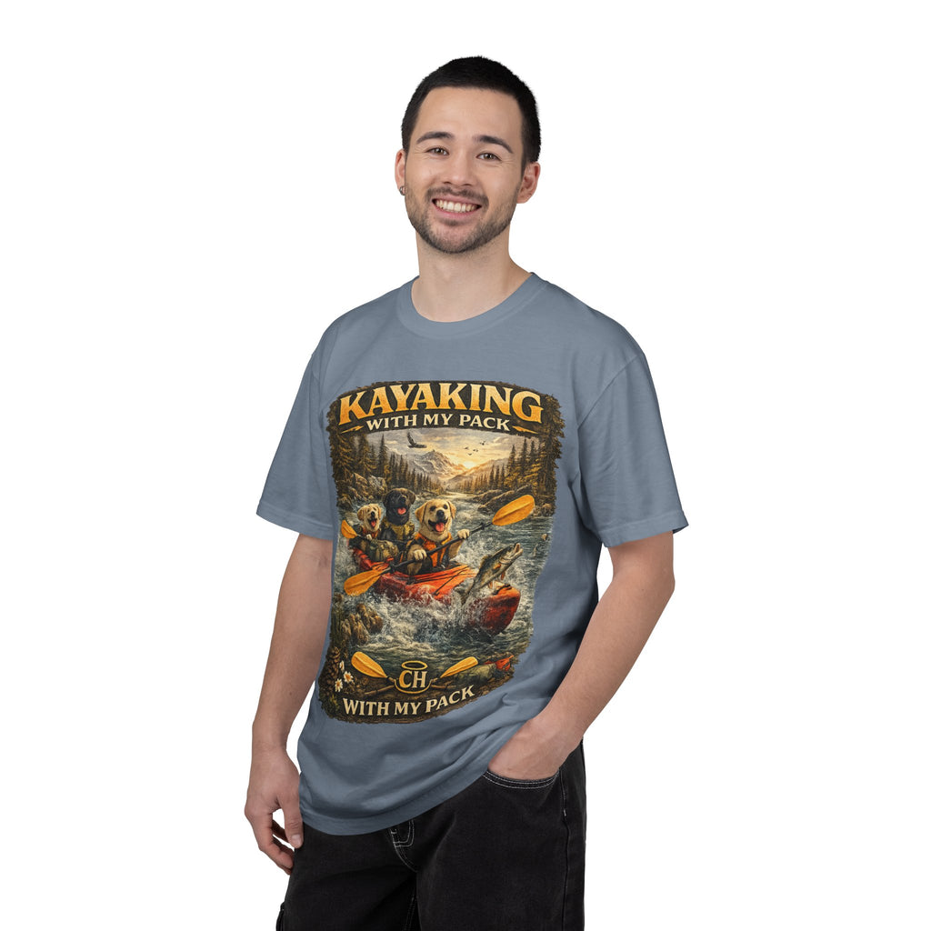 COLD HALO PETS |Kayaking T-Shirt Labrador Retriever Adventure Graphic Tee .
