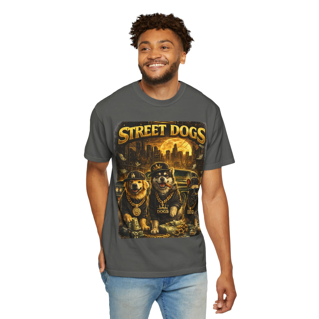 COLD HALO | Street Dogs funny Dog Graphic T-Shirt — Urban Dog  Hip Hop dog Graphic Tee| puppy streetwear shirt| Dog Lover gift.