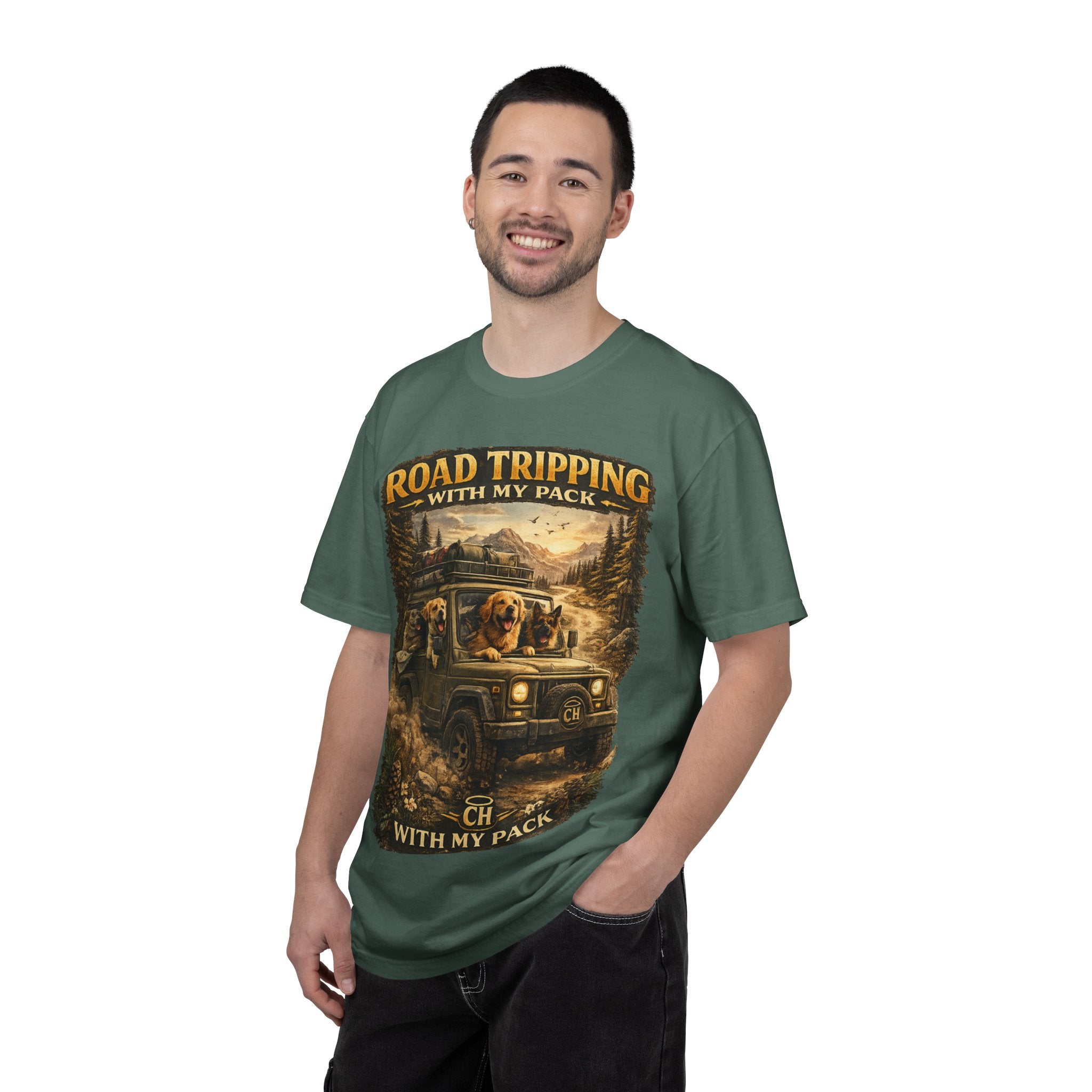 Road Tripping with My Pack T-Shirt| Funny Dog Road Trip -Shirt| Adventure Dog Lover Tee| Camping & Travel Gift Hor Pet Owners