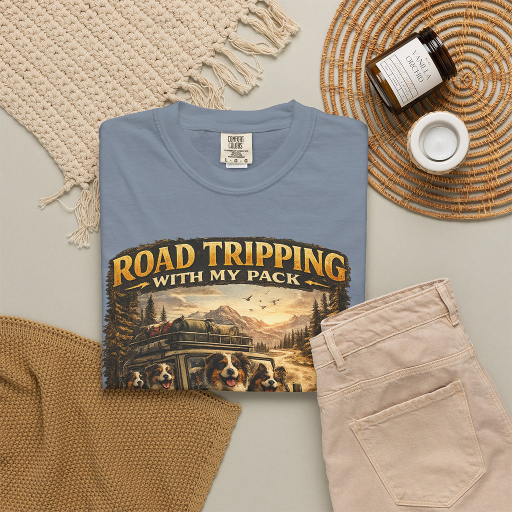 Road Tripping with My Pack T-Shirt| Funny Dog Road Trip -Shirt| Adventure Dog Lover Tee| Camping & Travel Gift Hor Pet Owners