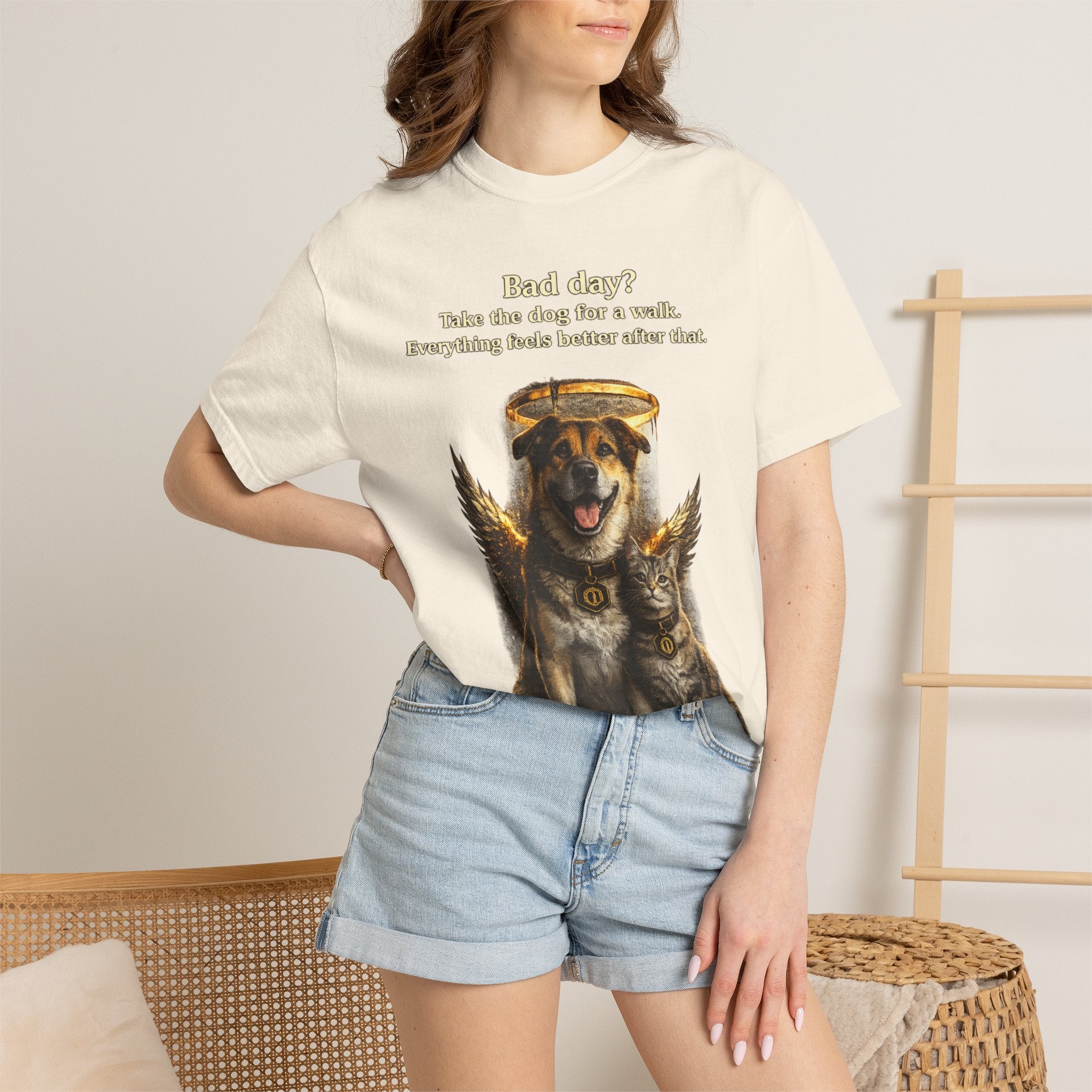 Bad day? Take The dog for a walk Cold Halo T-shirt / Dog lover Graphic -T- shirt