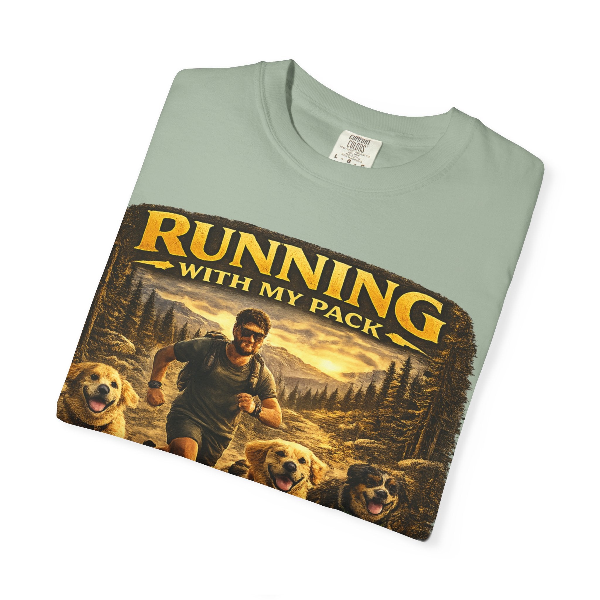 COLD HALO | Running with My Pack Dog Lover T-Shirt| Golden Retriever Trail running Tee| outdoor adventure | funny pet gift