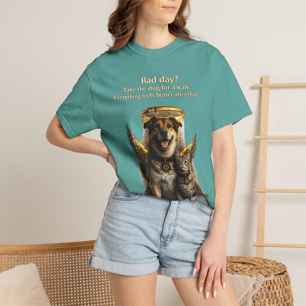 Bad day? Take The dog for a walk Cold Halo T-shirt / Dog lover Graphic -T- shirt
