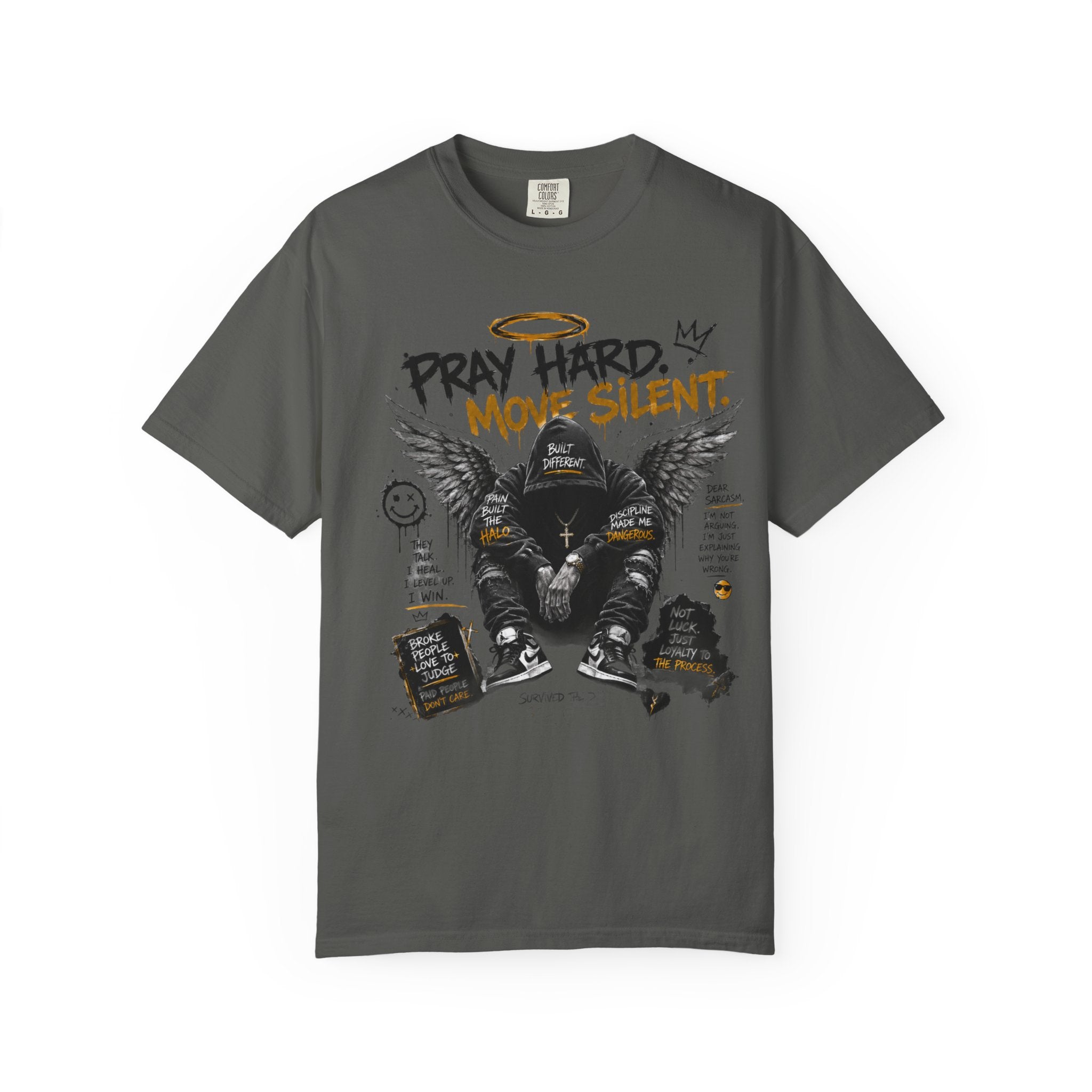 Pray Hard Move Silent T-Shirt — Graphic Faith Streetwear Tee