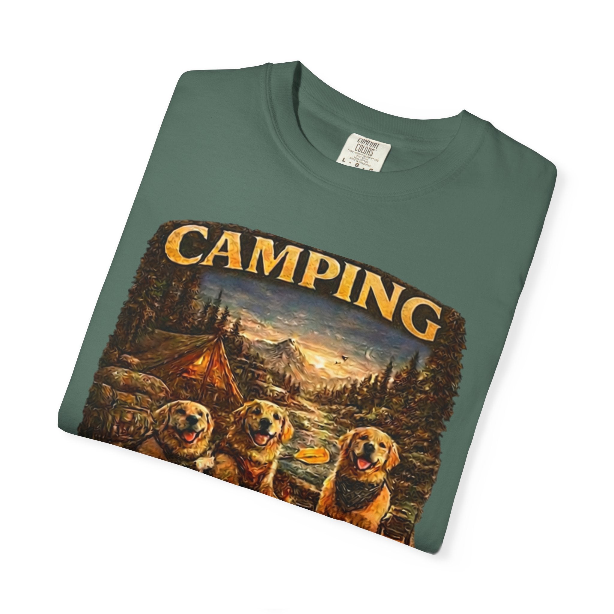 Camping With My Pack T-Shirt| Golden Retriever Camping Dog shirt | Campfires paw prints & Good memories Tee| Dog Lover outdoor