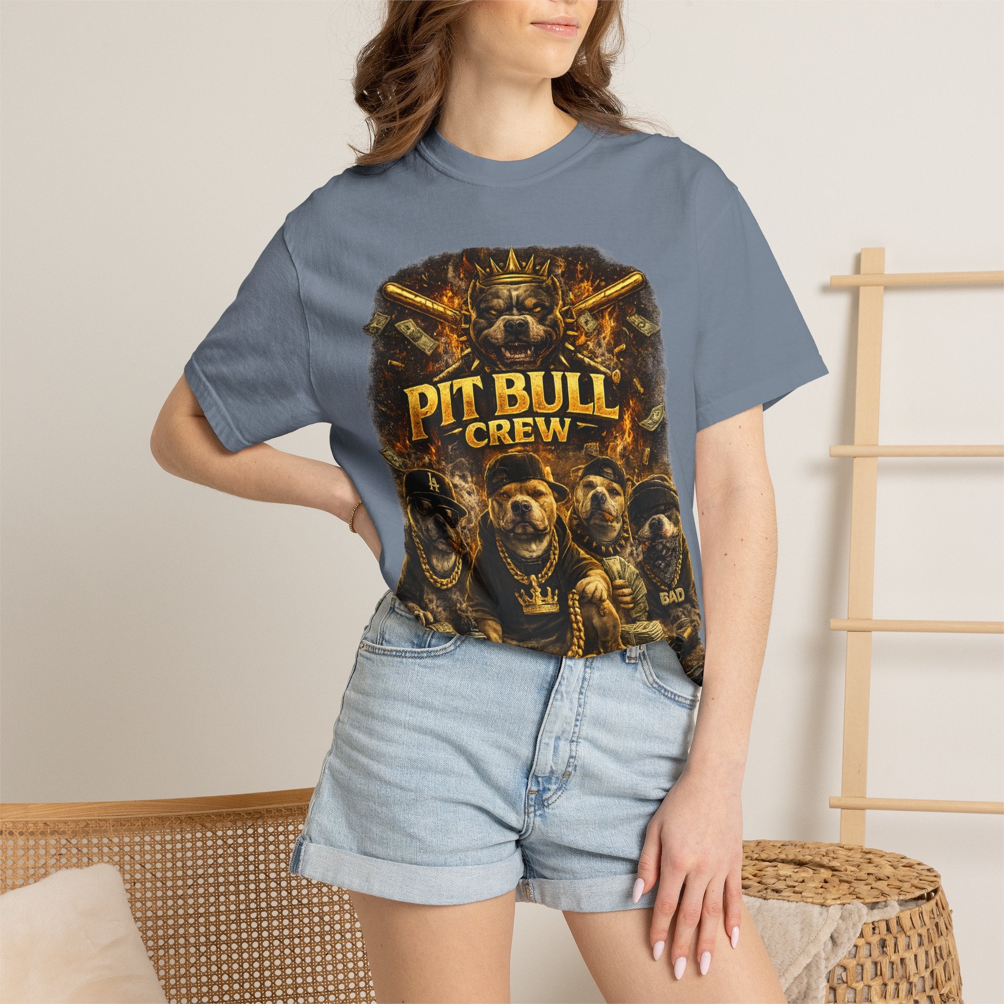 COLD HALO | Pit Bull Crew Graphic T-Shirt| Urban  streetwear  dog shirt|  — Bold Streetwear Tee for Dog Lovers| Pitbull Lover Gift for men and women