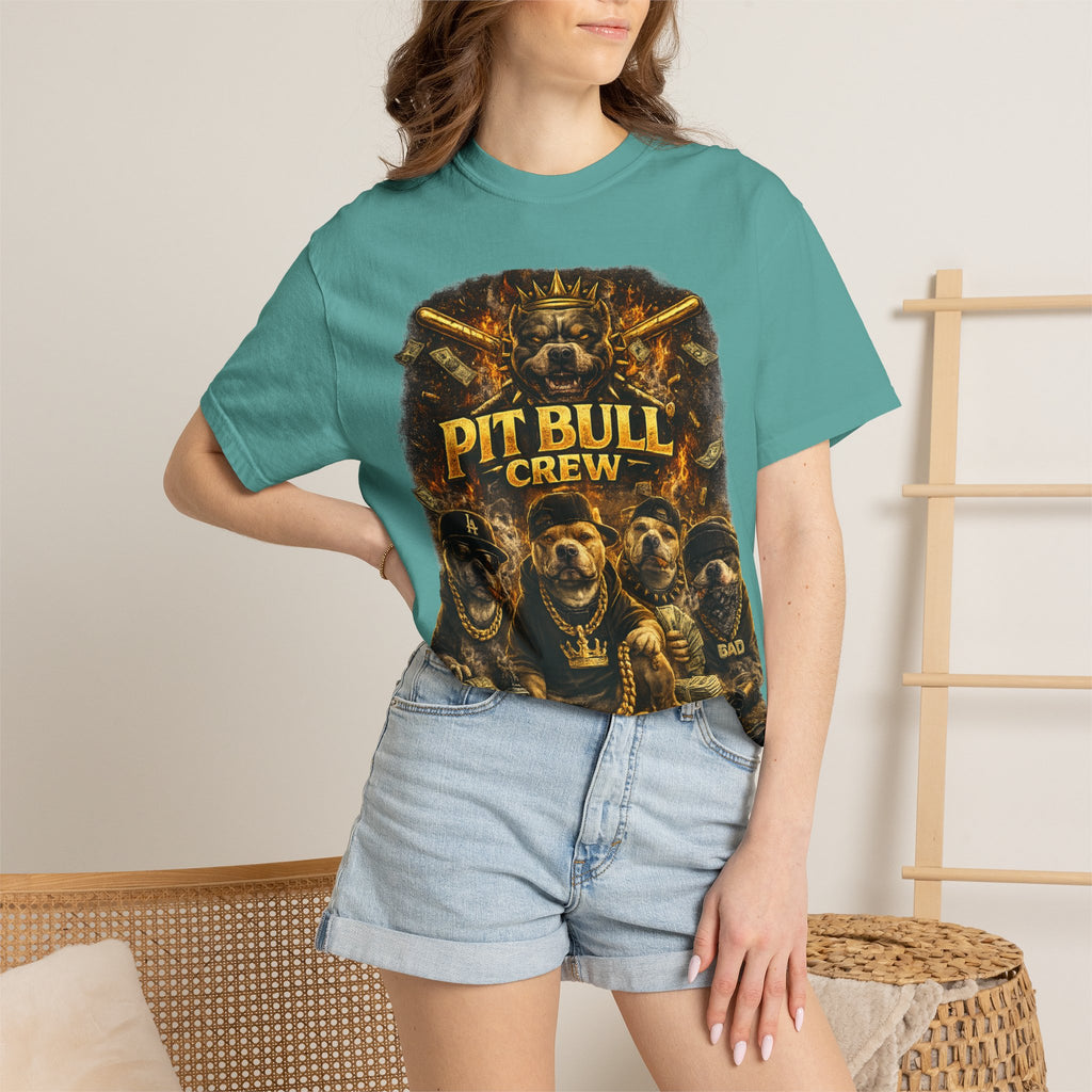 COLD HALO | Pit Bull Crew Graphic T-Shirt| Urban  streetwear  dog shirt|  — Bold Streetwear Tee for Dog Lovers| Pitbull Lover Gift for men and women