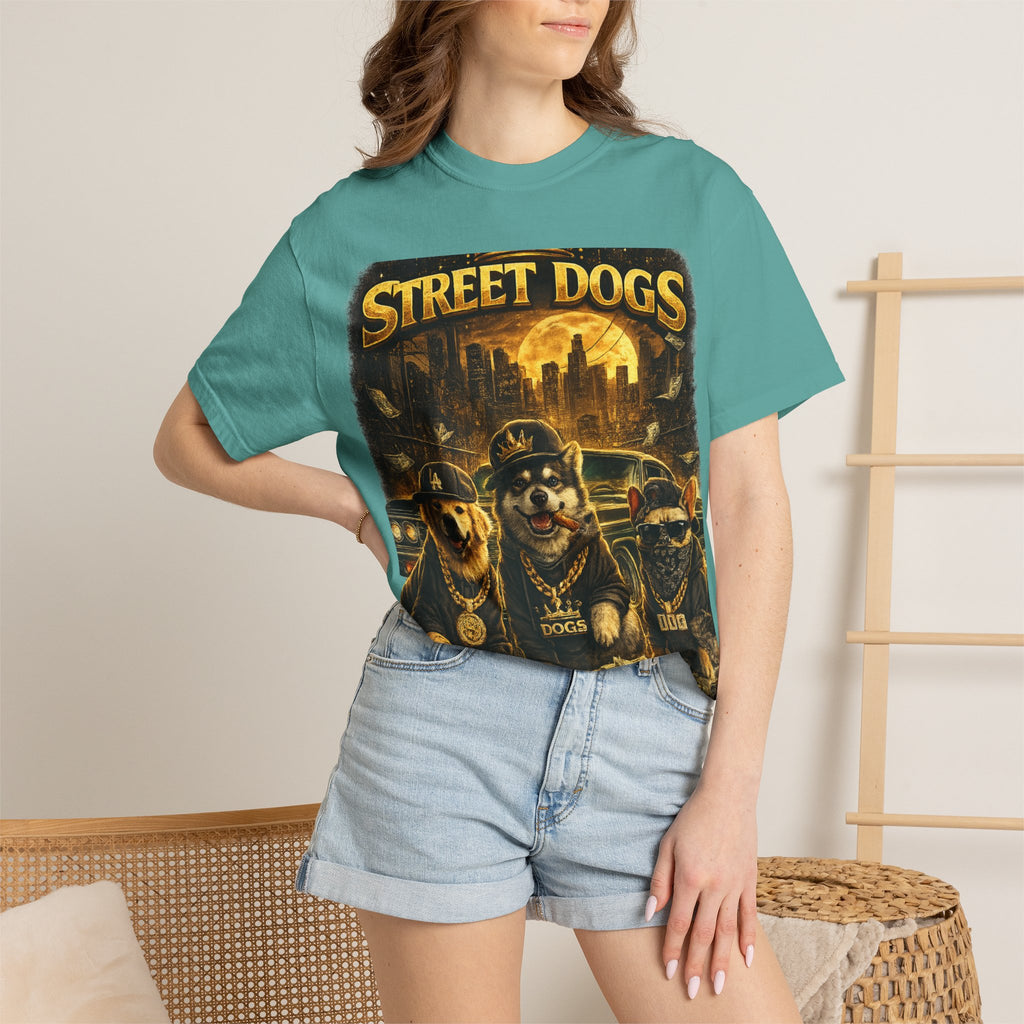 COLD HALO | Street Dogs funny Dog Graphic T-Shirt — Urban Dog  Hip Hop dog Graphic Tee| puppy streetwear shirt| Dog Lover gift.