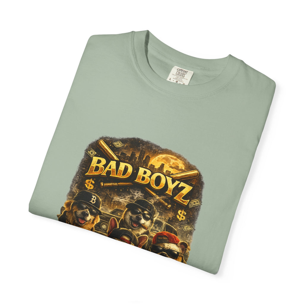 Bad Boyz Funny  Dog  Graphic T-Shirt — Retro Hip-Hop dog design |Hip Hop puppy streetwear| Uban Dog lover gift.