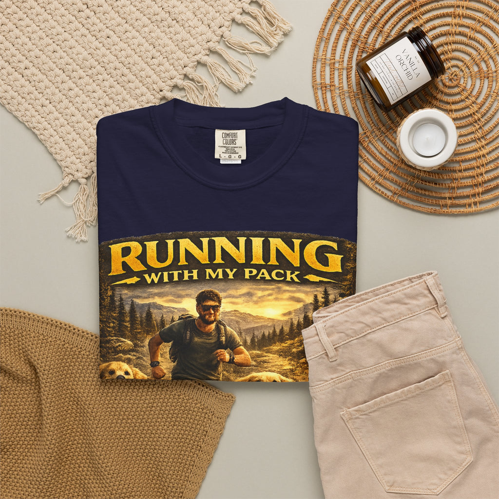 COLD HALO | Running with My Pack Dog Lover T-Shirt| Golden Retriever Trail running Tee| outdoor adventure | funny pet gift