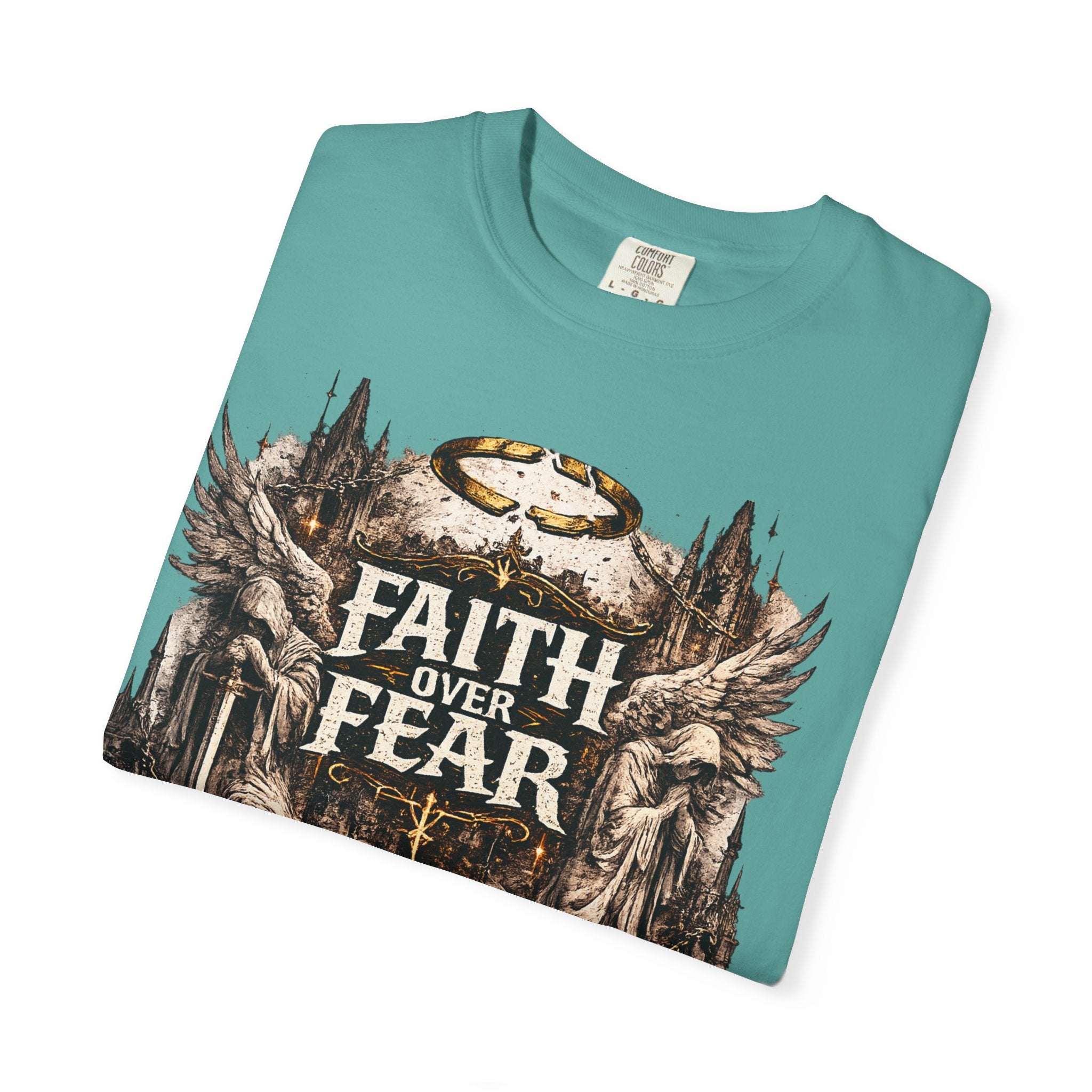 Faith Over Fear Christian Inspirational Cross comfort Graphic Tee