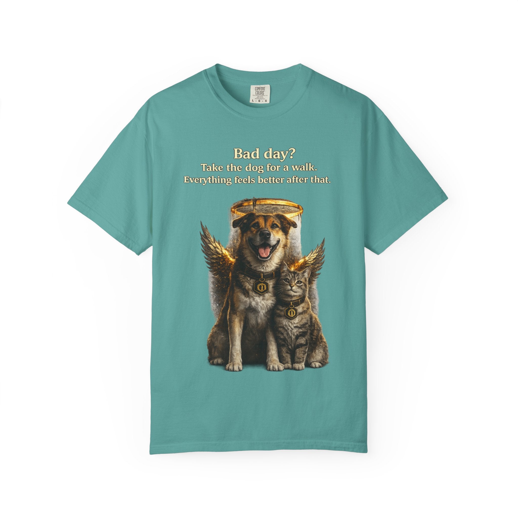 Bad day? Take The dog for a walk Cold Halo T-shirt / Dog lover Graphic -T- shirt