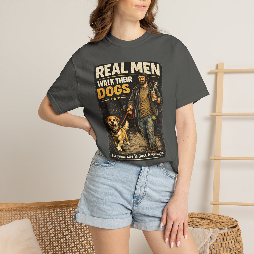 COLD HALO PETS |Real Men Walk Their Dogs Funny Dog Lover Graphic Tee