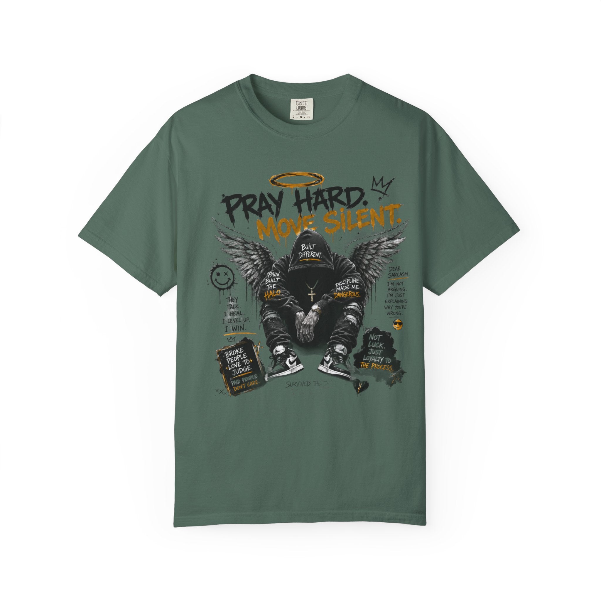 Pray Hard Move Silent T-Shirt — Graphic Faith Streetwear Tee