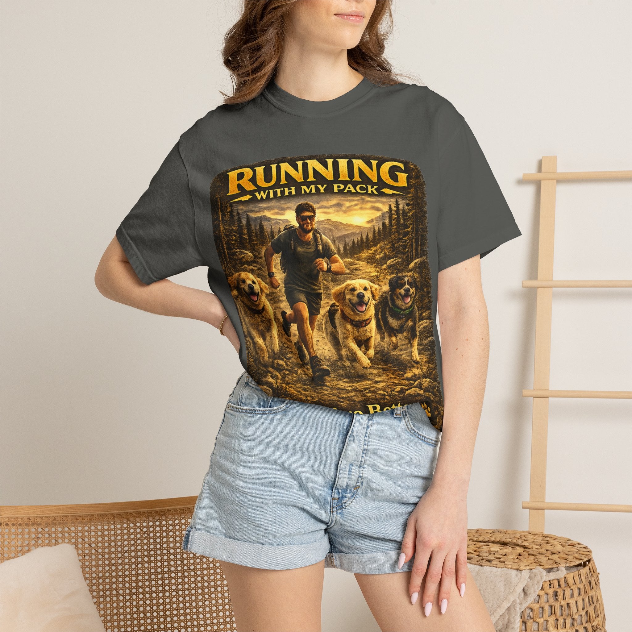 COLD HALO | Running with My Pack Dog Lover T-Shirt| Golden Retriever Trail running Tee| outdoor adventure | funny pet gift