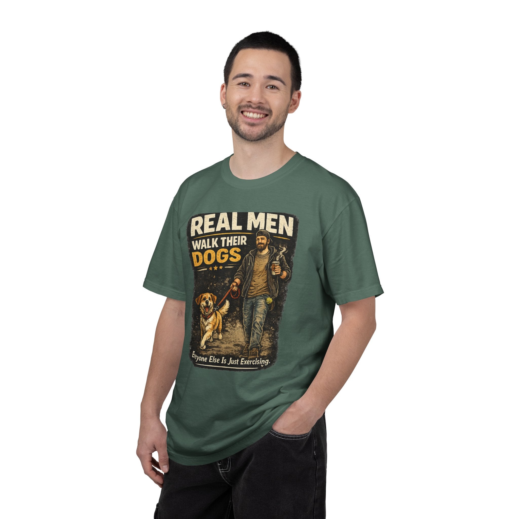 COLD HALO PETS |Real Men Walk Their Dogs Funny Dog Lover Graphic Tee