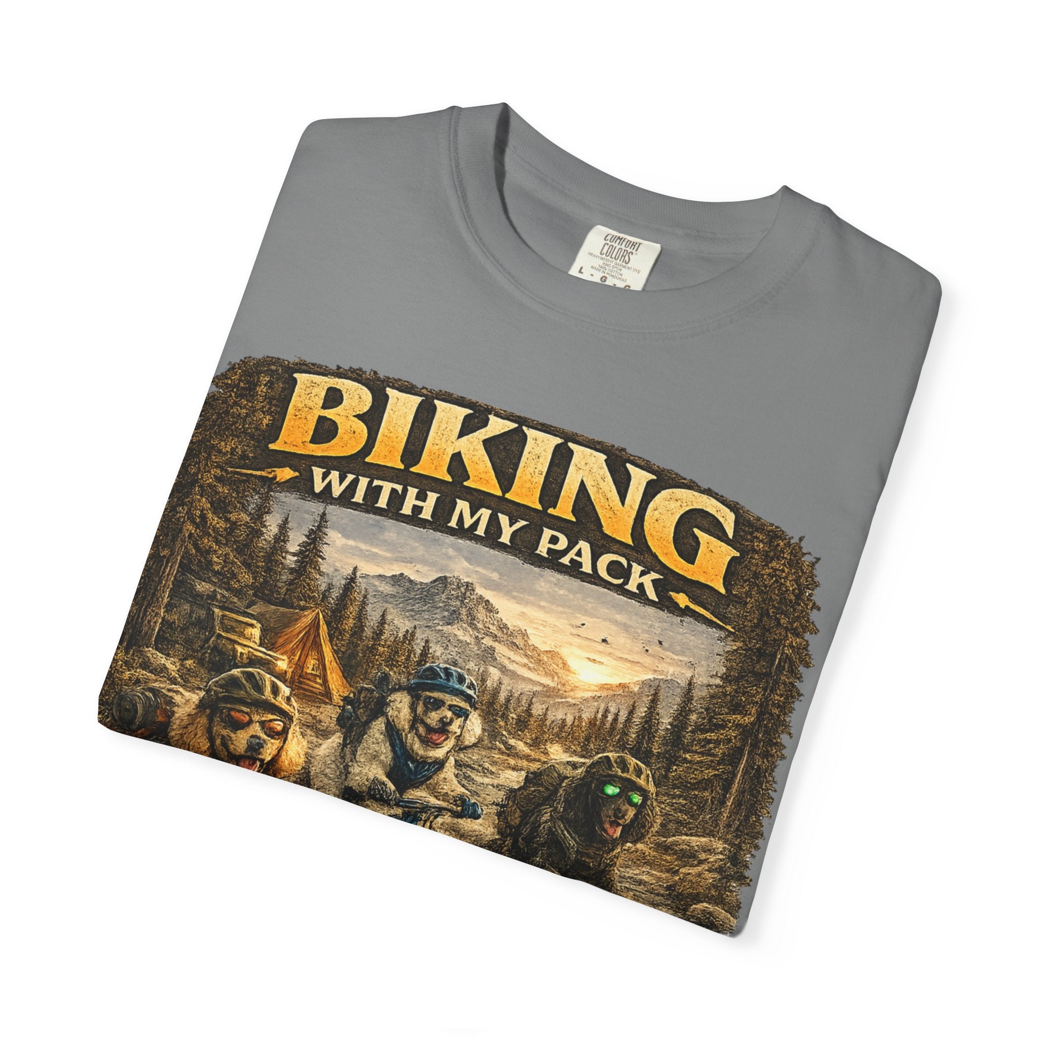 Biking With My Pack T-Shirt | Funny Dog Biking shirt| Adventure Dog Biking shirt| Adventure Dog Lover Tee| Mountain Bike Dog Dad gift