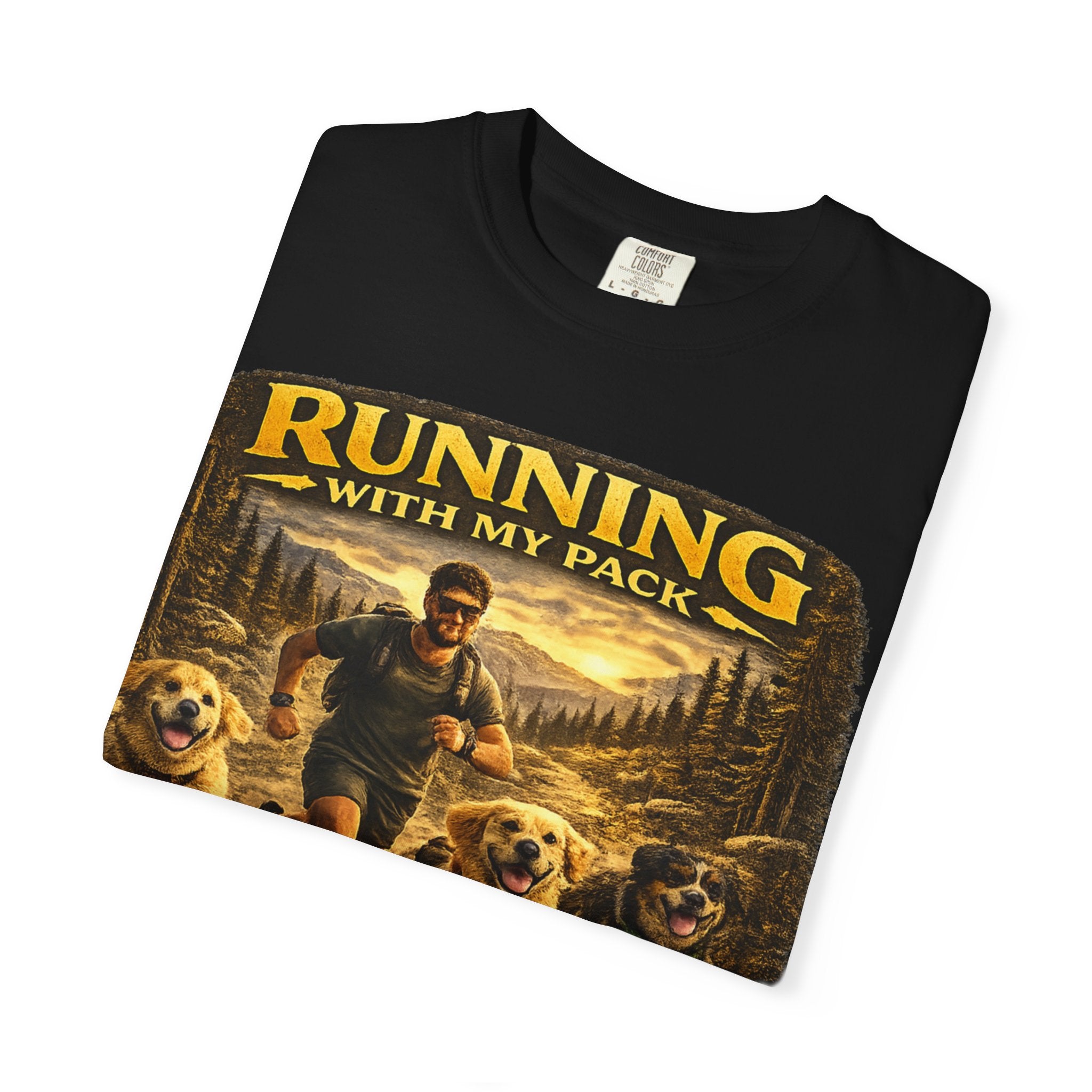 COLD HALO | Running with My Pack Dog Lover T-Shirt| Golden Retriever Trail running Tee| outdoor adventure | funny pet gift
