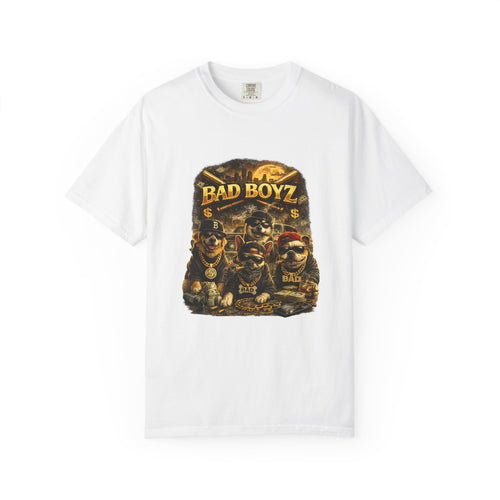 Bad Boyz Funny  Dog  Graphic T-Shirt — Retro Hip-Hop dog design |Hip Hop puppy streetwear| Uban Dog lover gift.