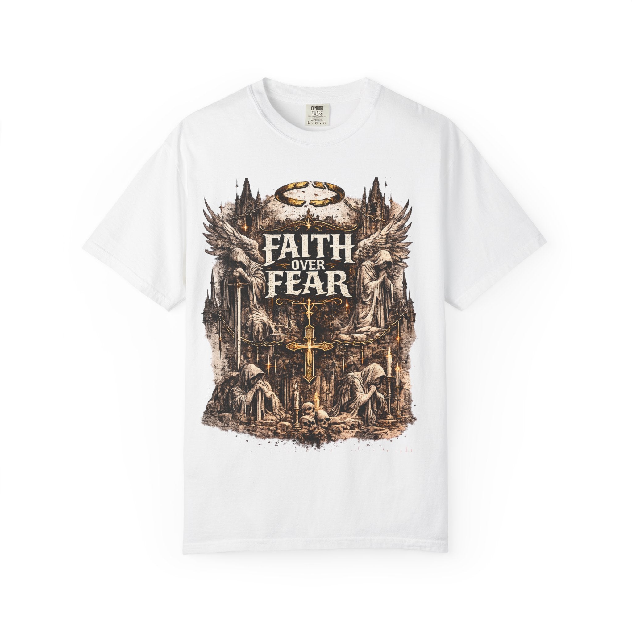 Faith Over Fear Christian Inspirational Cross comfort Graphic Tee