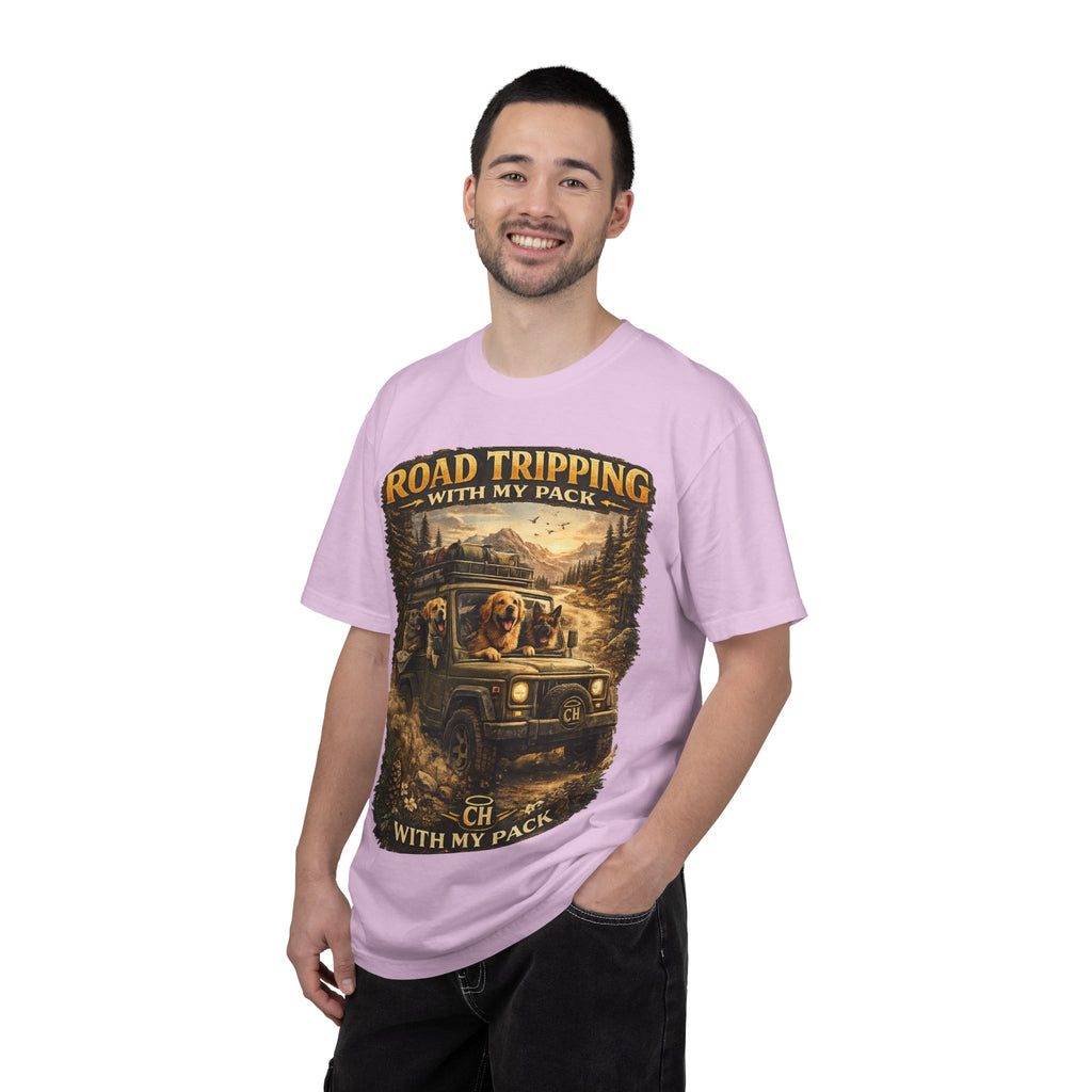 Road Tripping with My Pack T-Shirt| Funny Dog Road Trip -Shirt| Adventure Dog Lover Tee| Camping & Travel Gift Hor Pet Owners