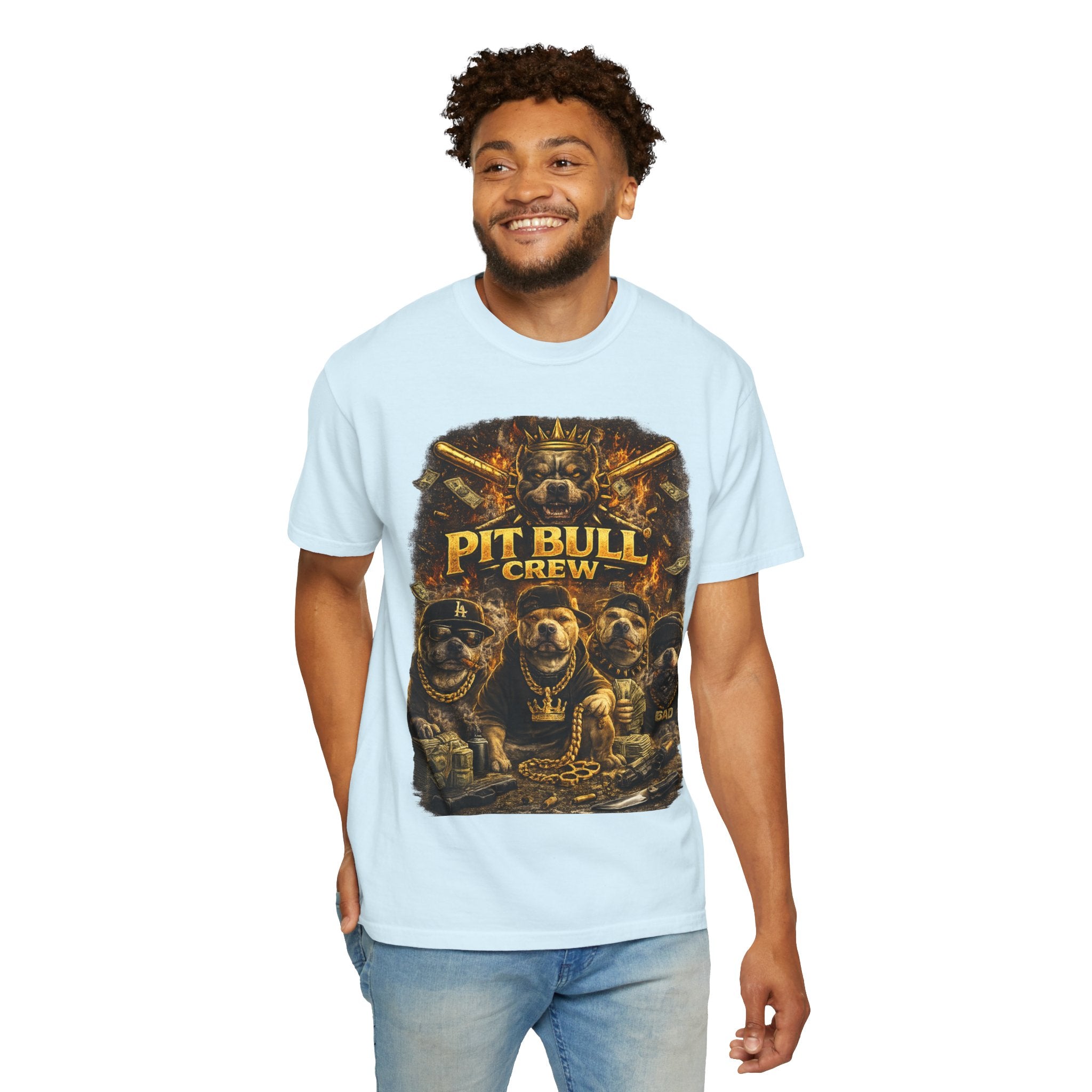 COLD HALO | Pit Bull Crew Graphic T-Shirt| Urban  streetwear  dog shirt|  — Bold Streetwear Tee for Dog Lovers| Pitbull Lover Gift for men and women