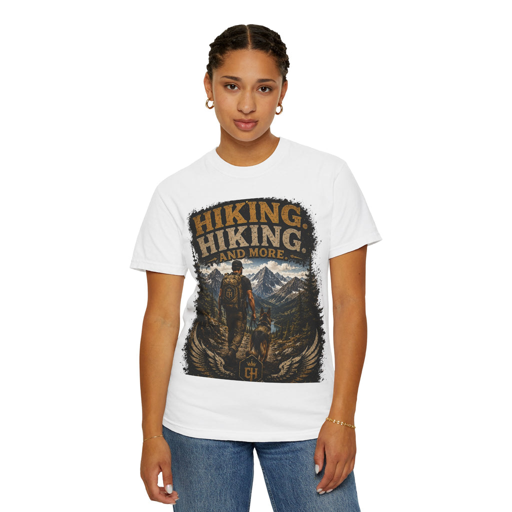 COLD HALO | Hiking With My Dog T-shirt| Adventure Dog Lover Tee| Mountain Hiking Graphic shirt|  Outdoor  Dog Dad Gifte