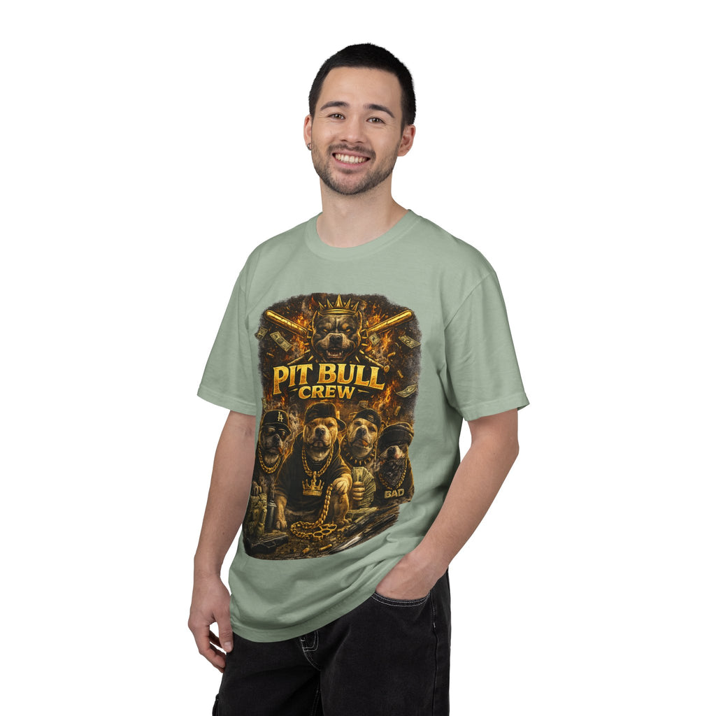 COLD HALO | Pit Bull Crew Graphic T-Shirt| Urban  streetwear  dog shirt|  — Bold Streetwear Tee for Dog Lovers| Pitbull Lover Gift for men and women