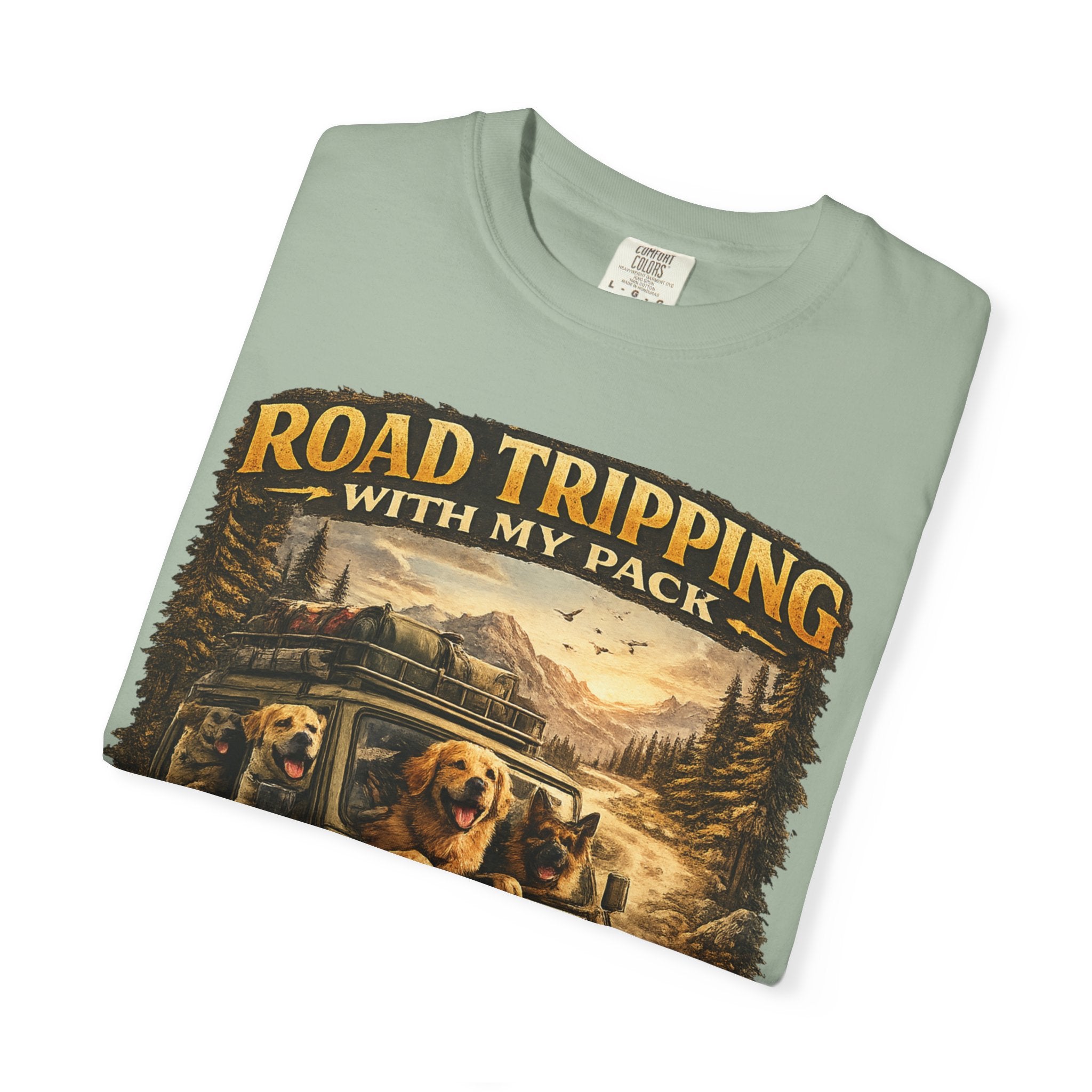 Road Tripping with My Pack T-Shirt| Funny Dog Road Trip -Shirt| Adventure Dog Lover Tee| Camping & Travel Gift Hor Pet Owners
