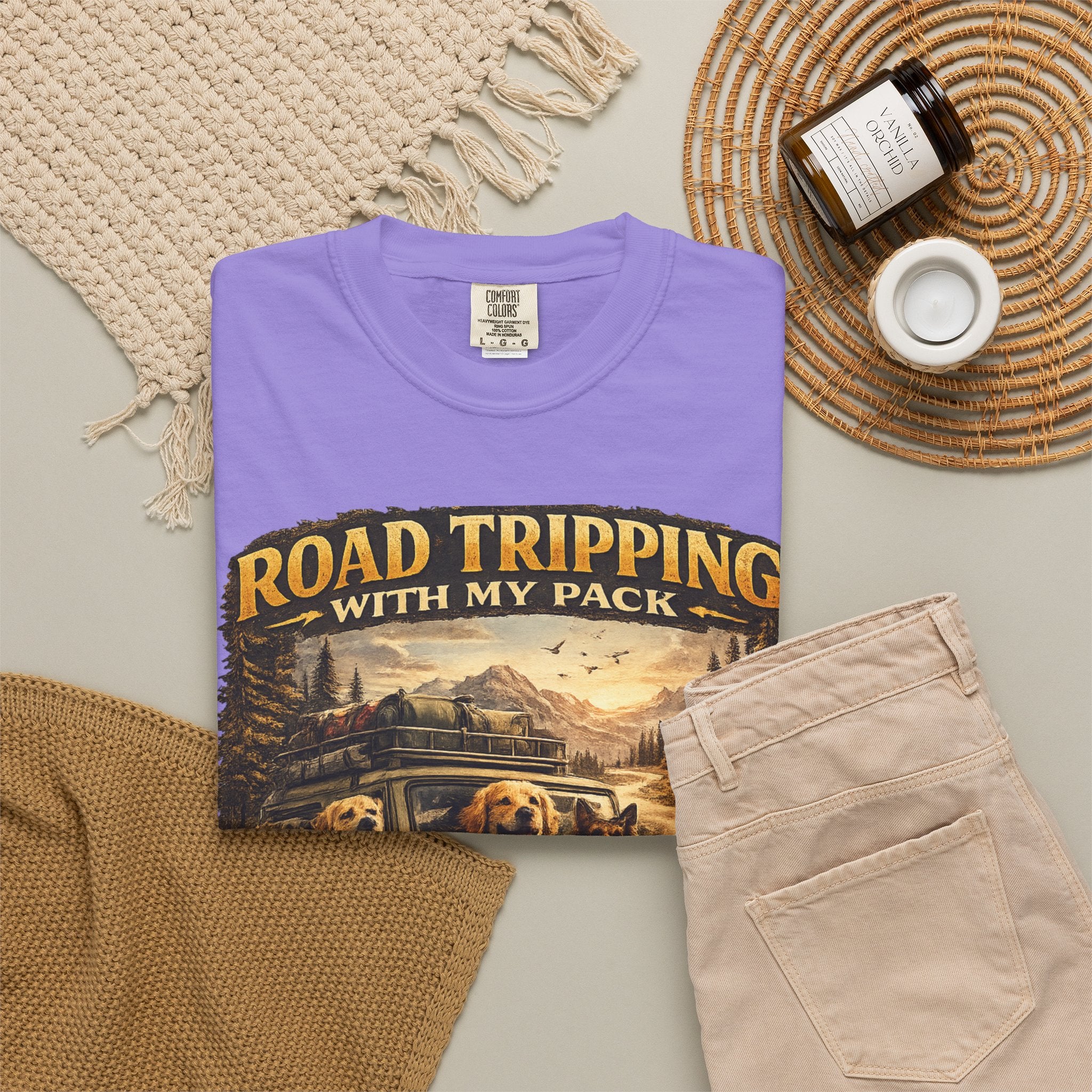 Road Tripping with My Pack T-Shirt| Funny Dog Road Trip -Shirt| Adventure Dog Lover Tee| Camping & Travel Gift Hor Pet Owners
