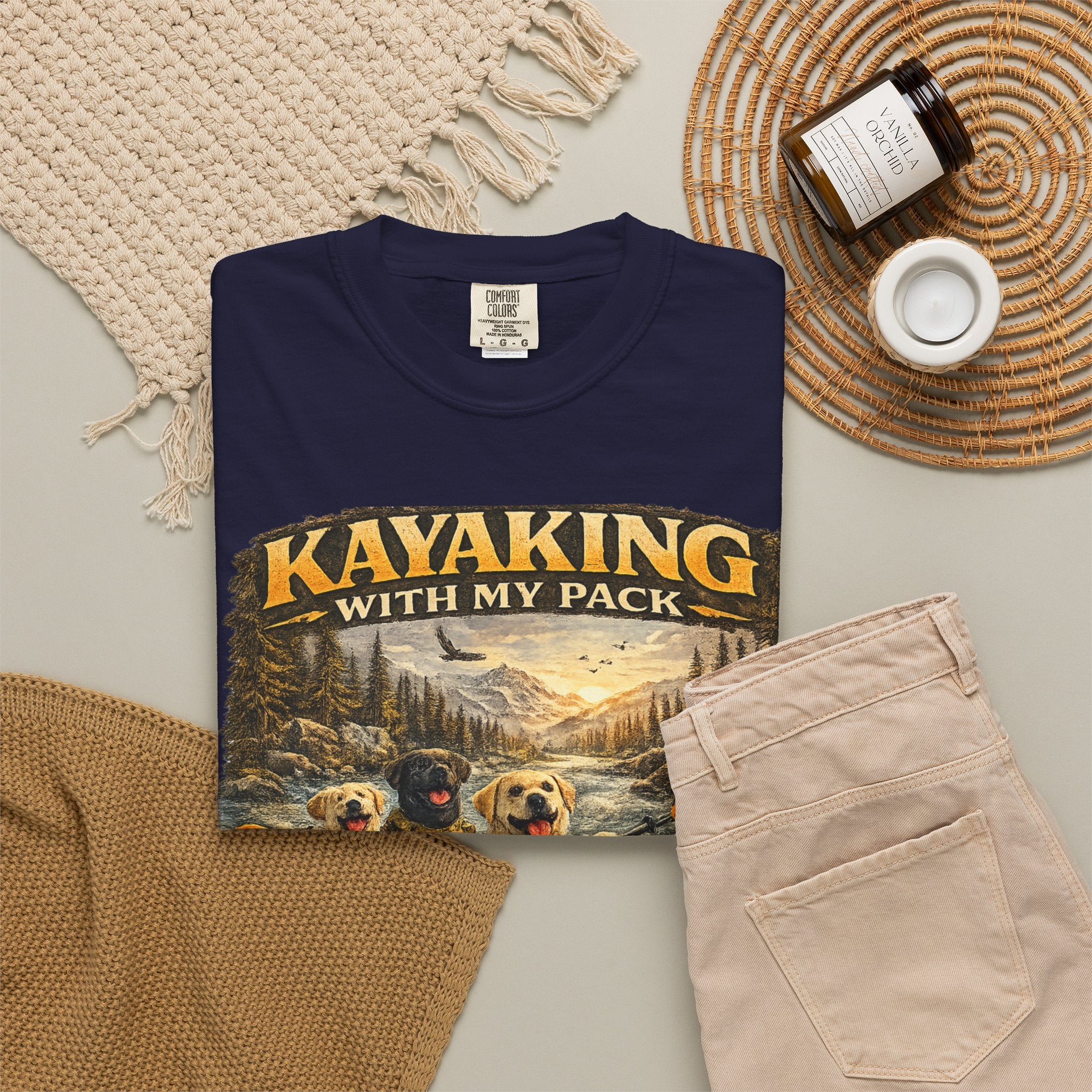 COLD HALO PETS |Kayaking T-Shirt Labrador Retriever Adventure Graphic Tee .