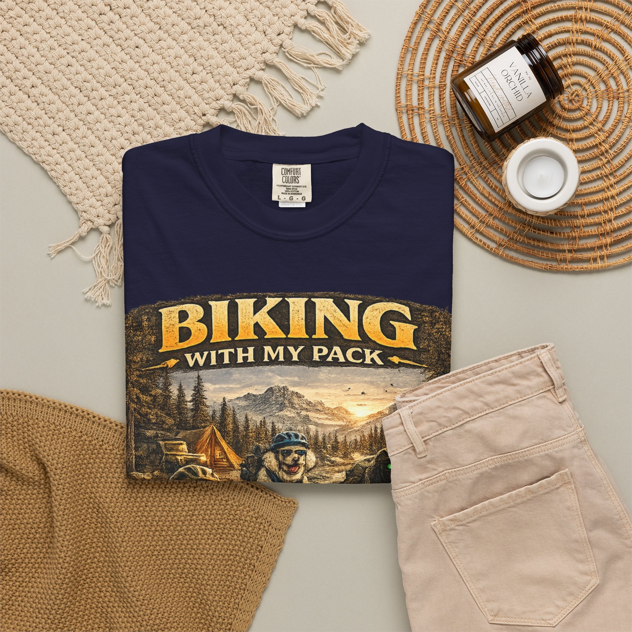 Biking With My Pack T-Shirt | Funny Dog Biking shirt| Adventure Dog Biking shirt| Adventure Dog Lover Tee| Mountain Bike Dog Dad gift