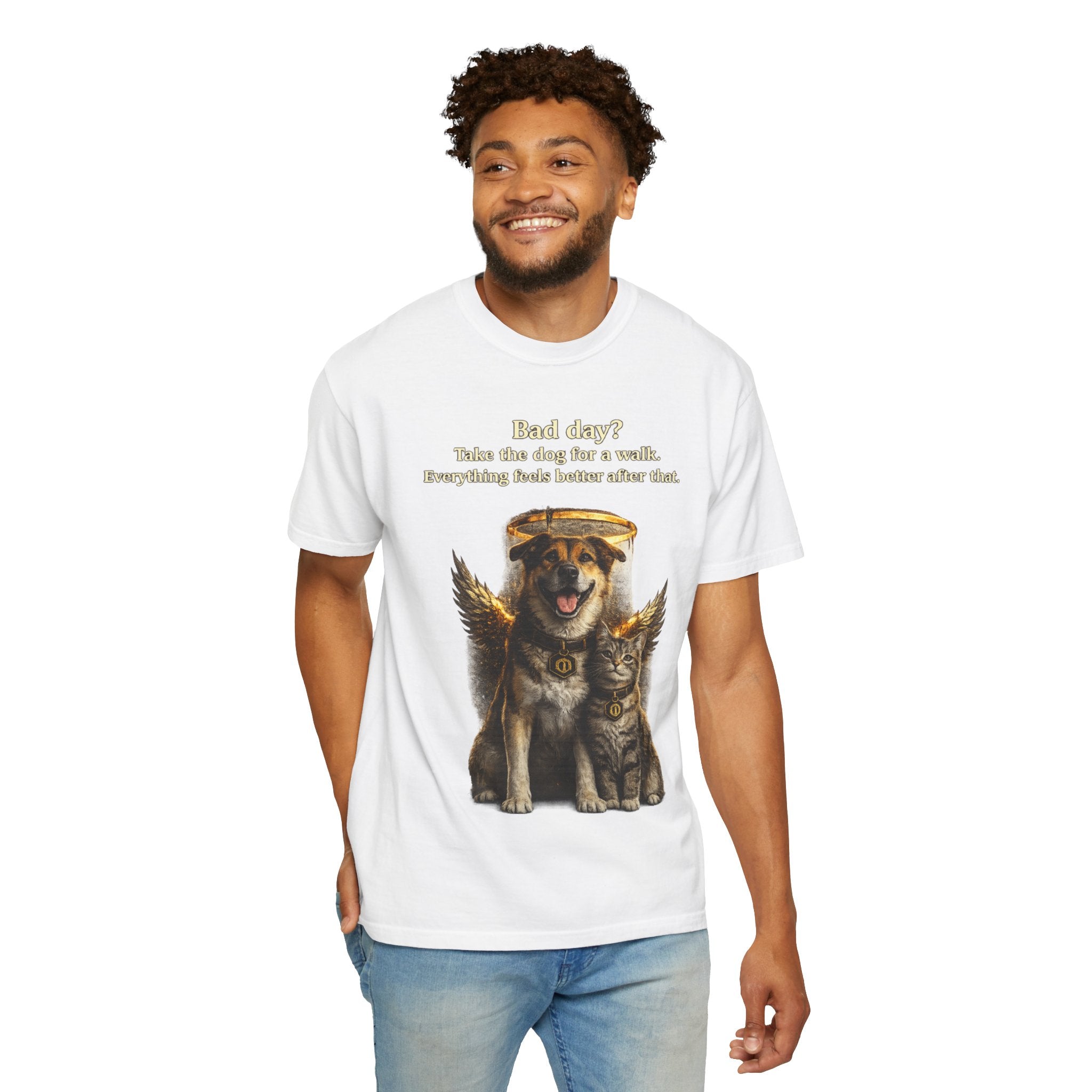 Bad day? Take The dog for a walk Cold Halo T-shirt / Dog lover Graphic -T- shirt