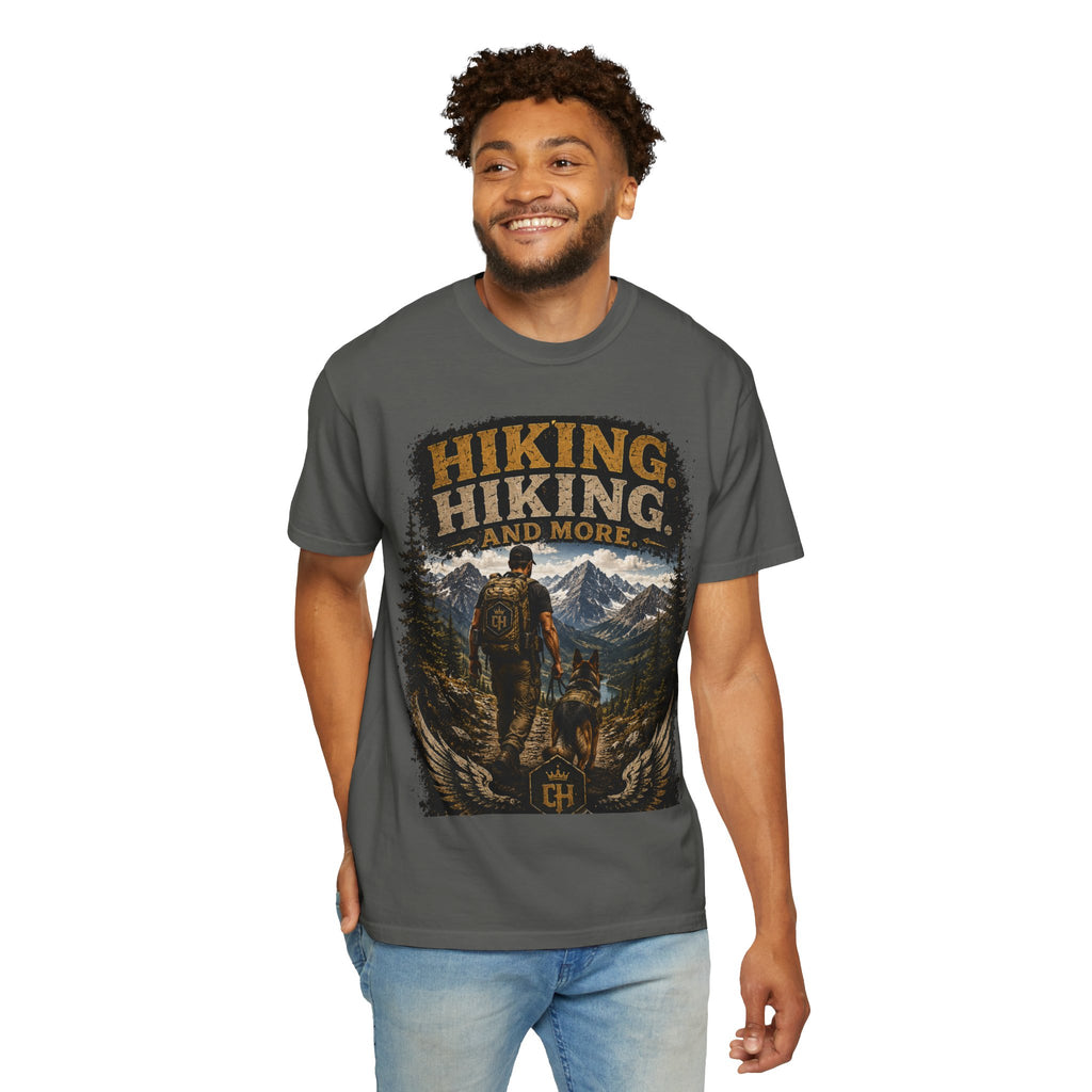 COLD HALO | Hiking With My Dog T-shirt| Adventure Dog Lover Tee| Mountain Hiking Graphic shirt|  Outdoor  Dog Dad Gifte