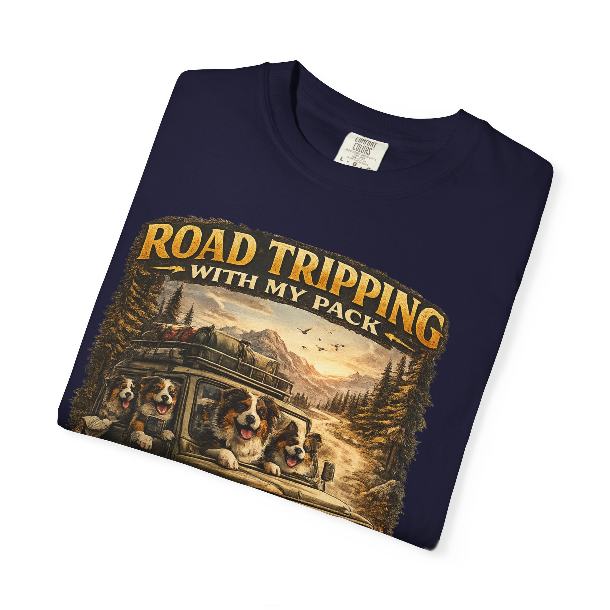 Road Tripping with My Pack T-Shirt| Funny Dog Road Trip -Shirt| Adventure Dog Lover Tee| Camping & Travel Gift Hor Pet Owners