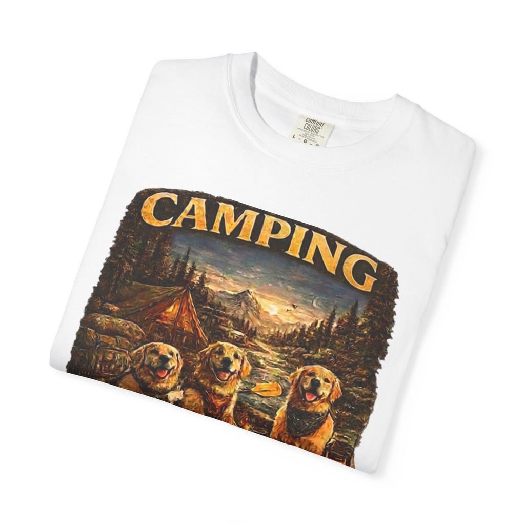 Camping With My Pack T-Shirt| Golden Retriever Camping Dog shirt | Campfires paw prints & Good memories Tee| Dog Lover outdoor
