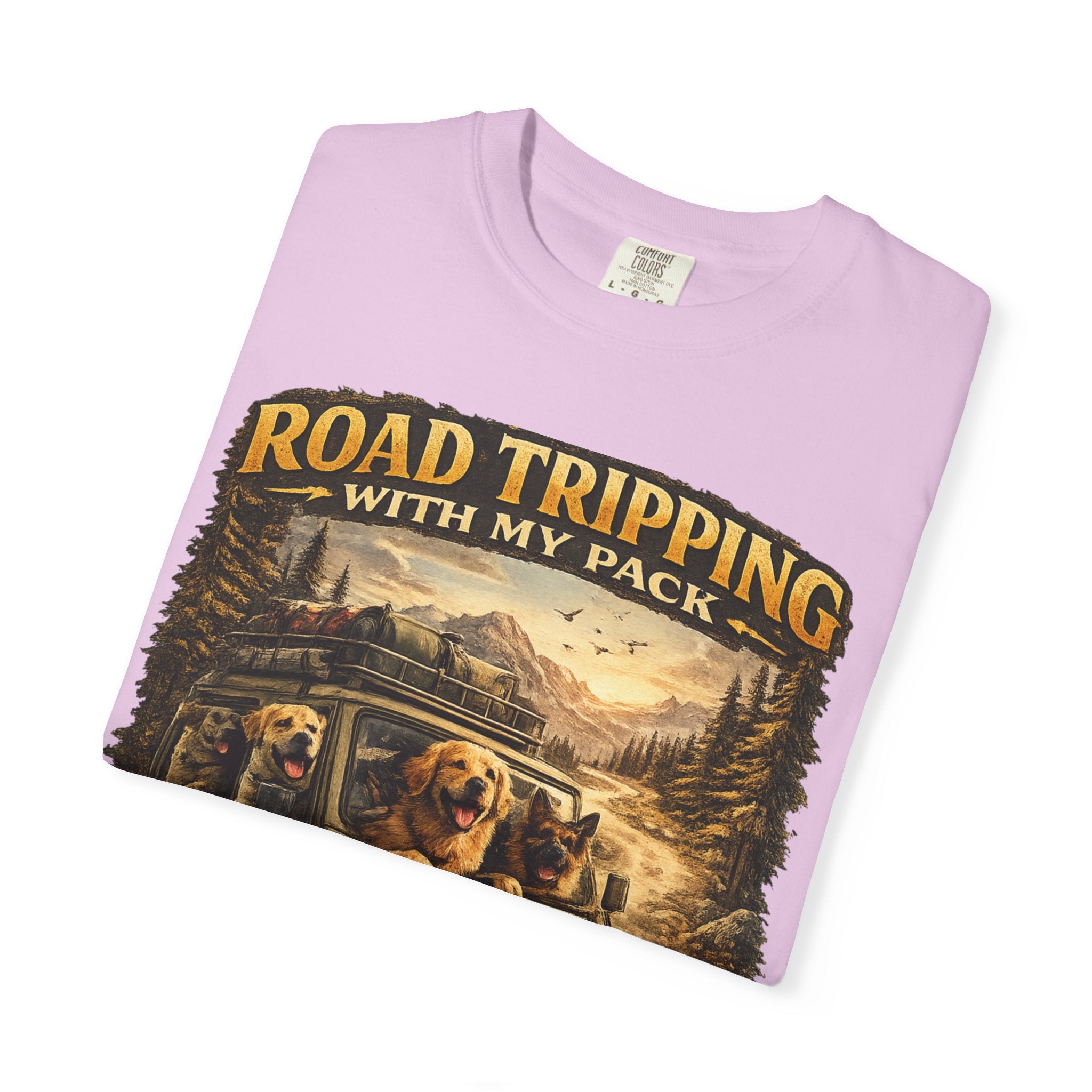Road Tripping with My Pack T-Shirt| Funny Dog Road Trip -Shirt| Adventure Dog Lover Tee| Camping & Travel Gift Hor Pet Owners