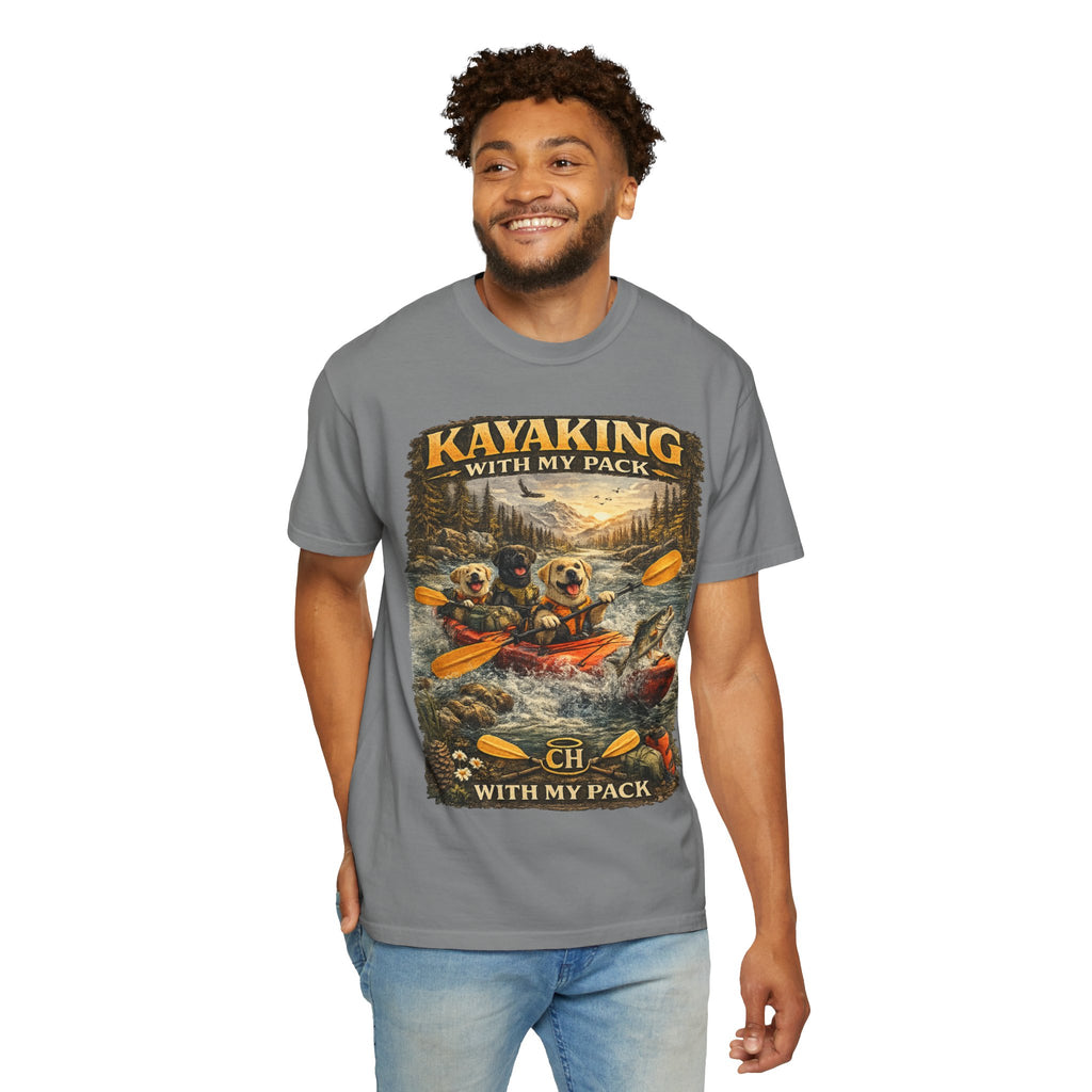 COLD HALO PETS |Kayaking T-Shirt Labrador Retriever Adventure Graphic Tee .