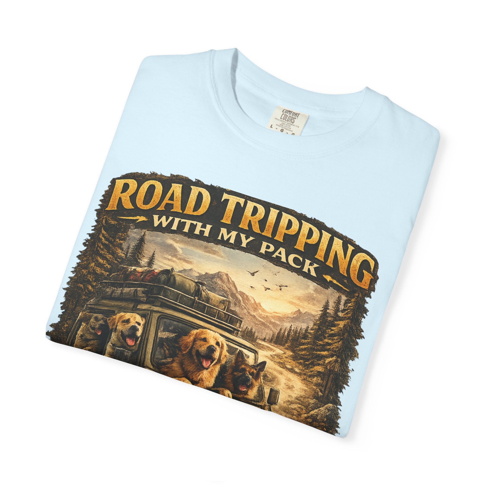 Road Tripping with My Pack T-Shirt| Funny Dog Road Trip -Shirt| Adventure Dog Lover Tee| Camping & Travel Gift Hor Pet Owners